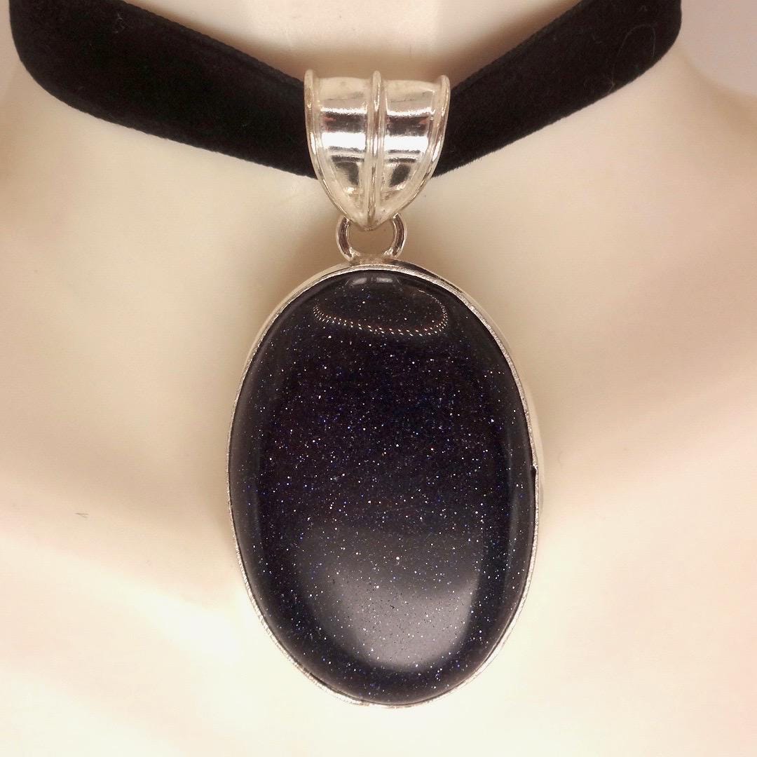 Vintage Black Sandstone silver collar necklace choker