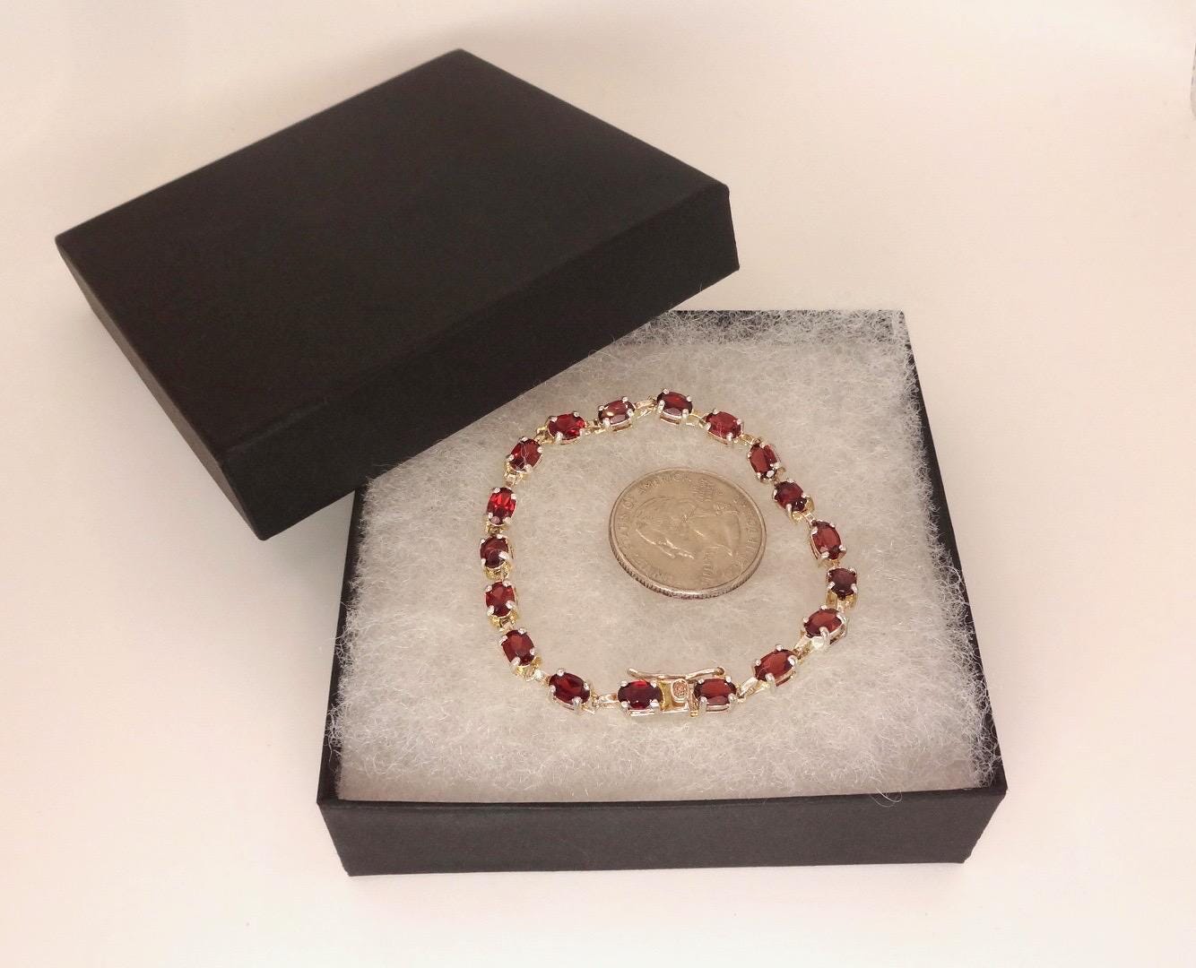 Vintage Bohemian Red Garnet Bracelet 925 Sterling Silver