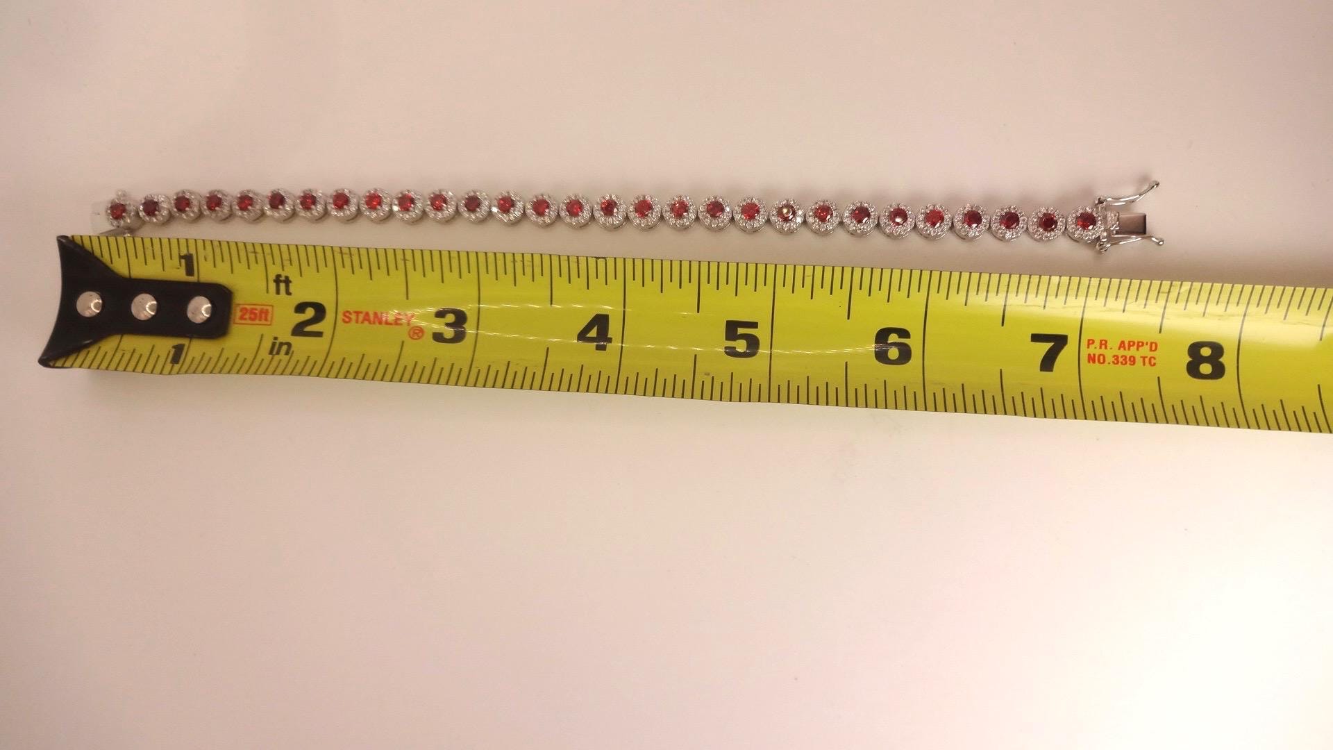 Vintage Red Garnet Bracelet Sterling Silver Deco Tennis