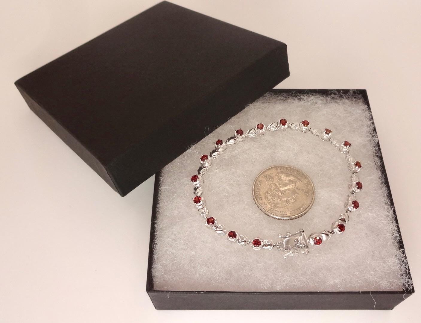 Vintage Red Garnet Bracelet Sterling Silver Deco Tennis