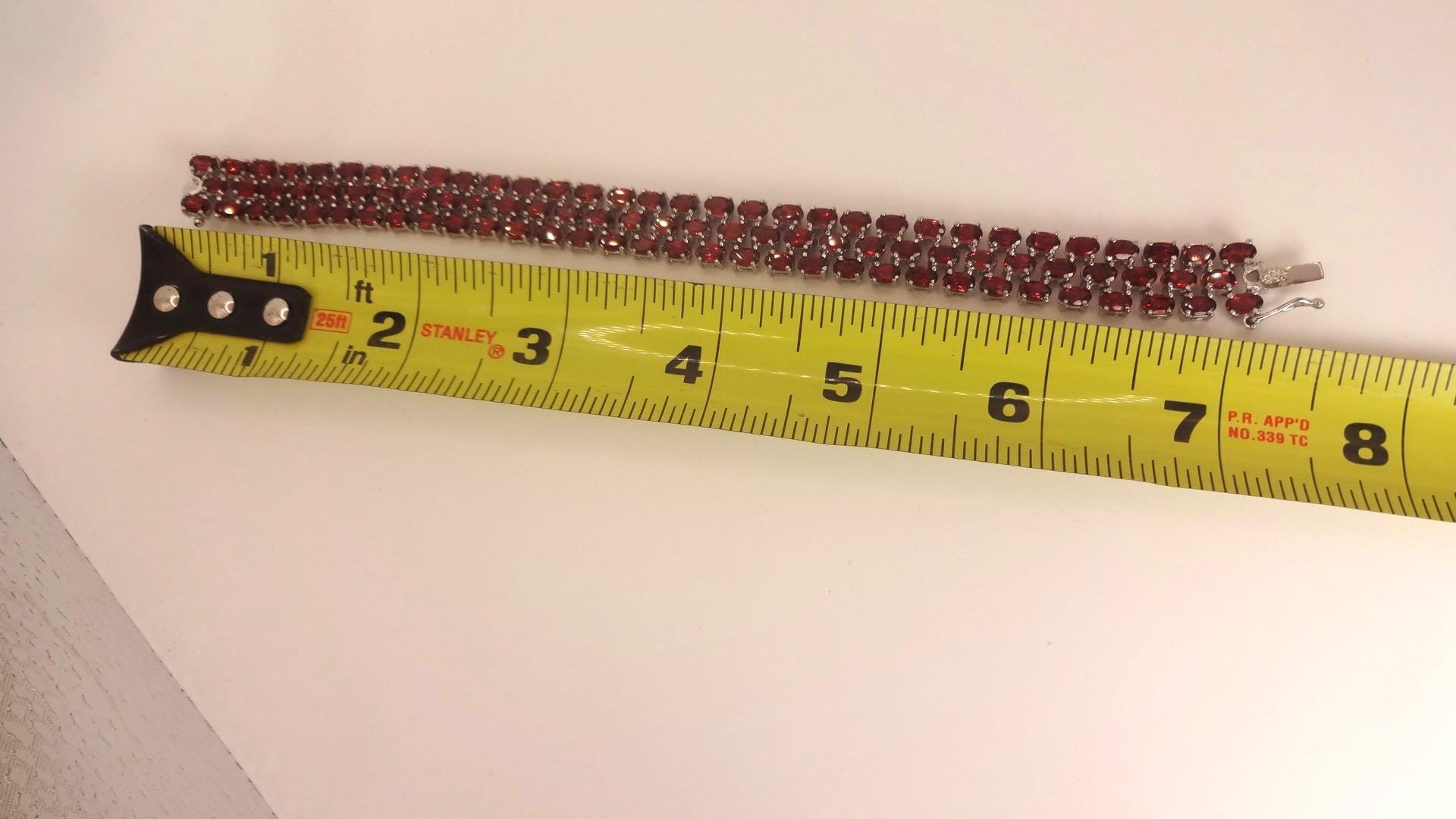 Vintage Red Garnet Bracelet Sterling Silver Deco Tennis