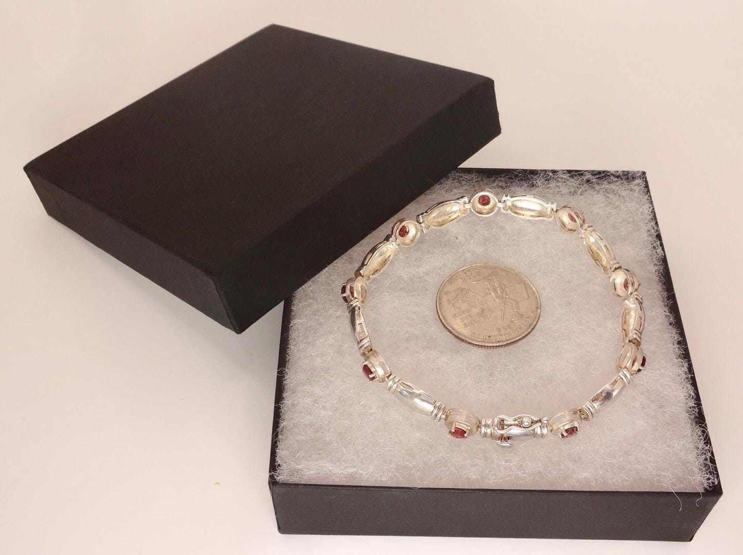 Vintage Red Garnet Bracelet Sterling Silver Deco Tennis