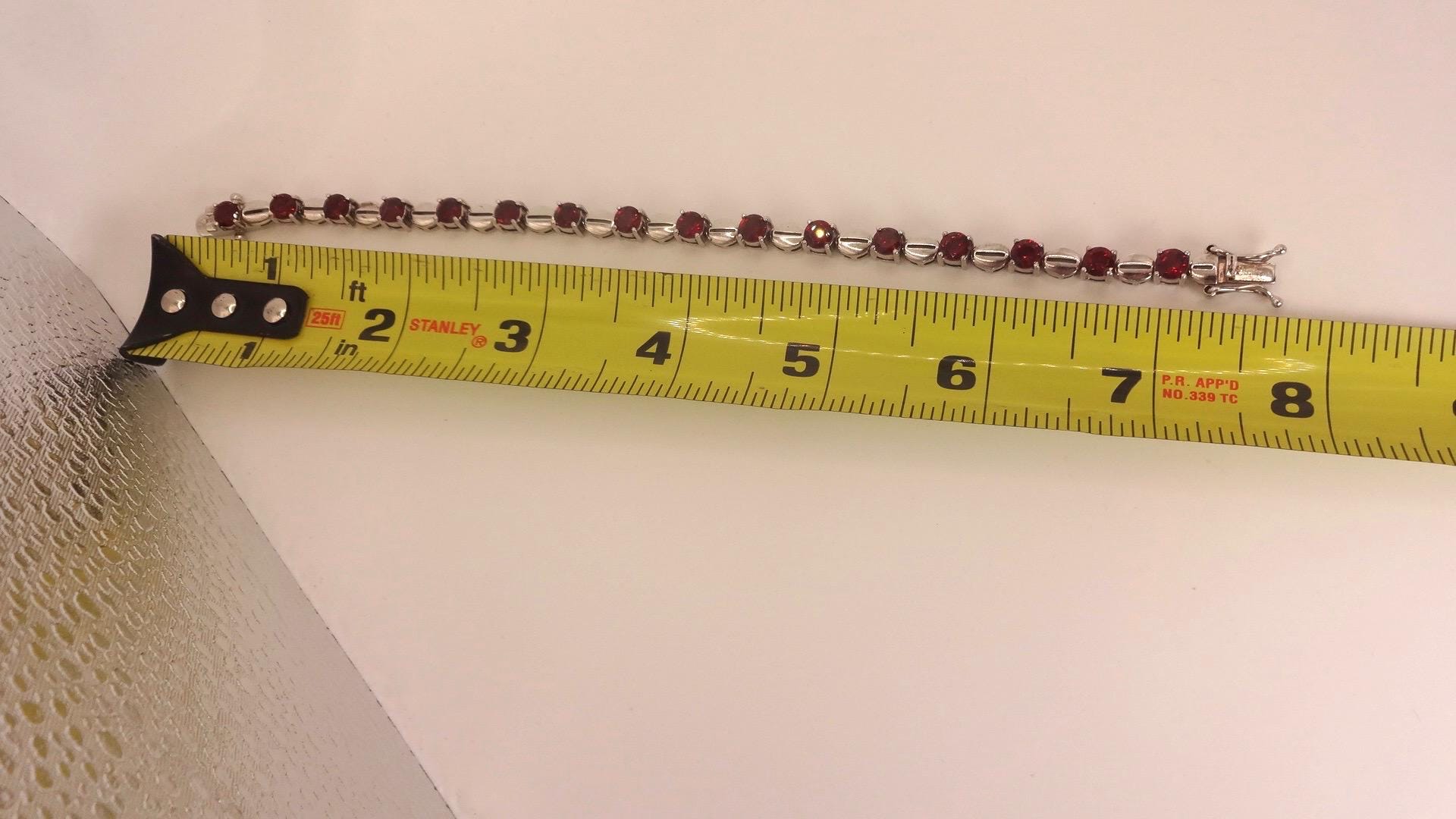 Vintage Red Garnet Bracelet Sterling Silver Deco Tennis