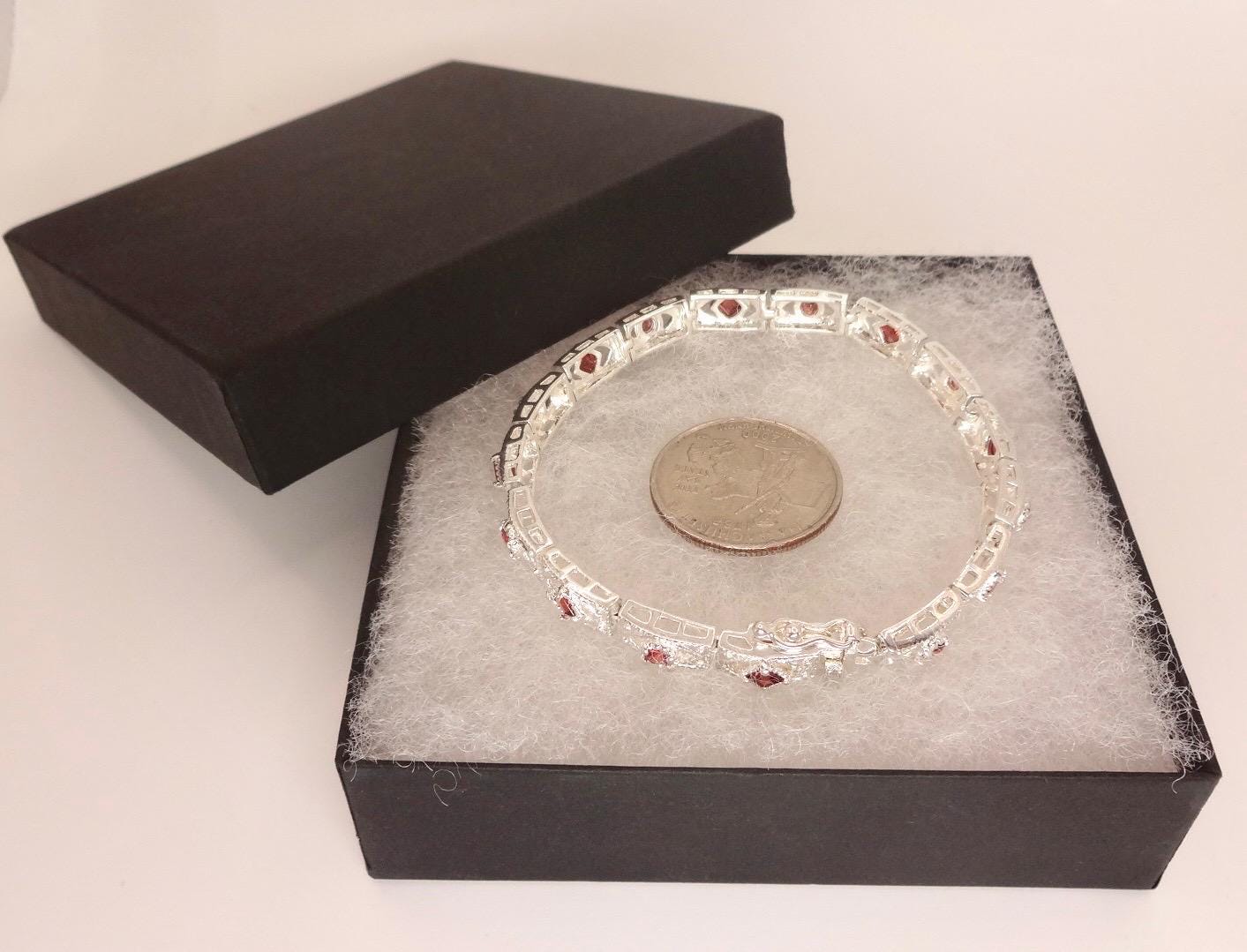 Vintage Red Garnet Bracelet Sterling Silver Deco Tennis