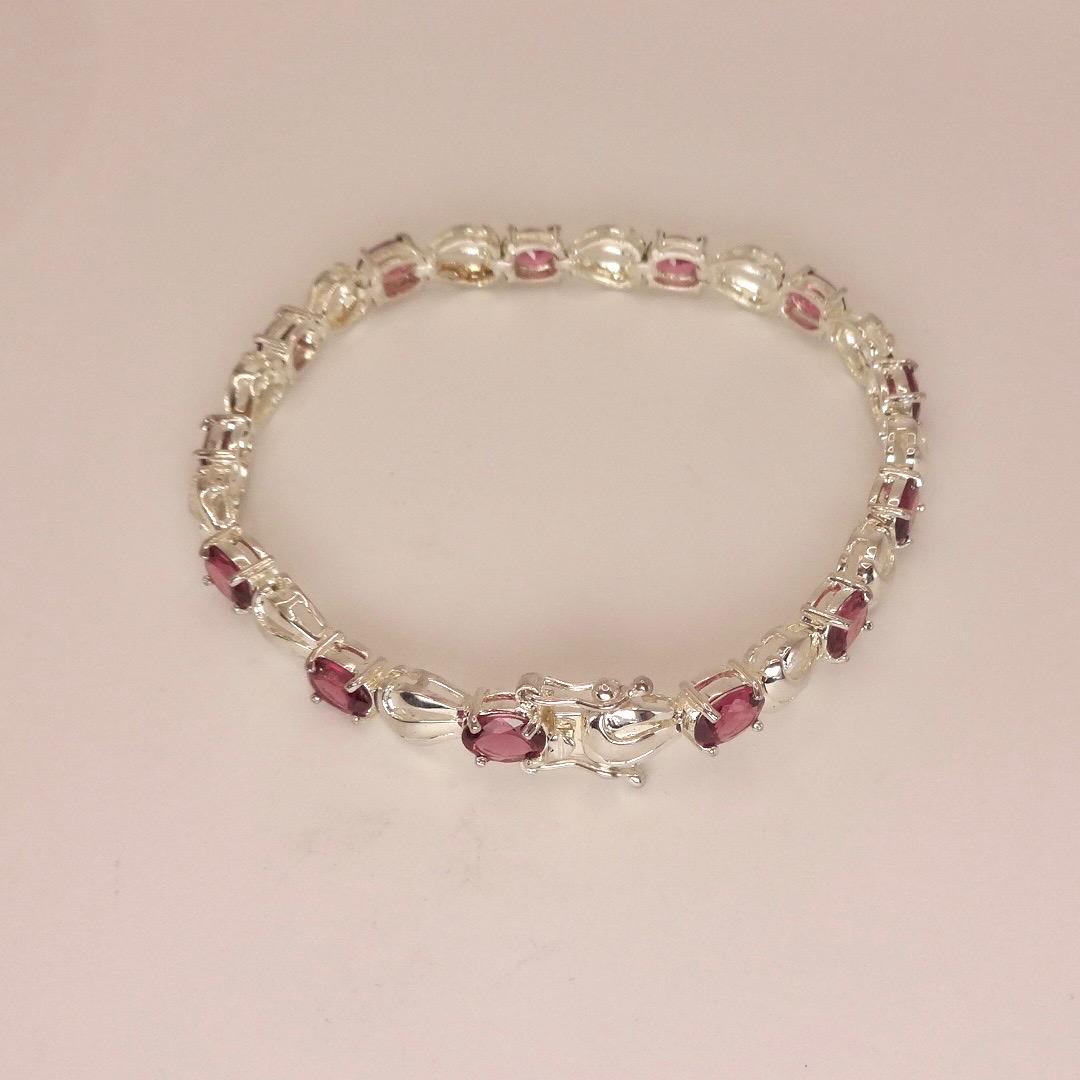 Vintage Bohemian Red Garnet Bracelet 925 Sterling Silver