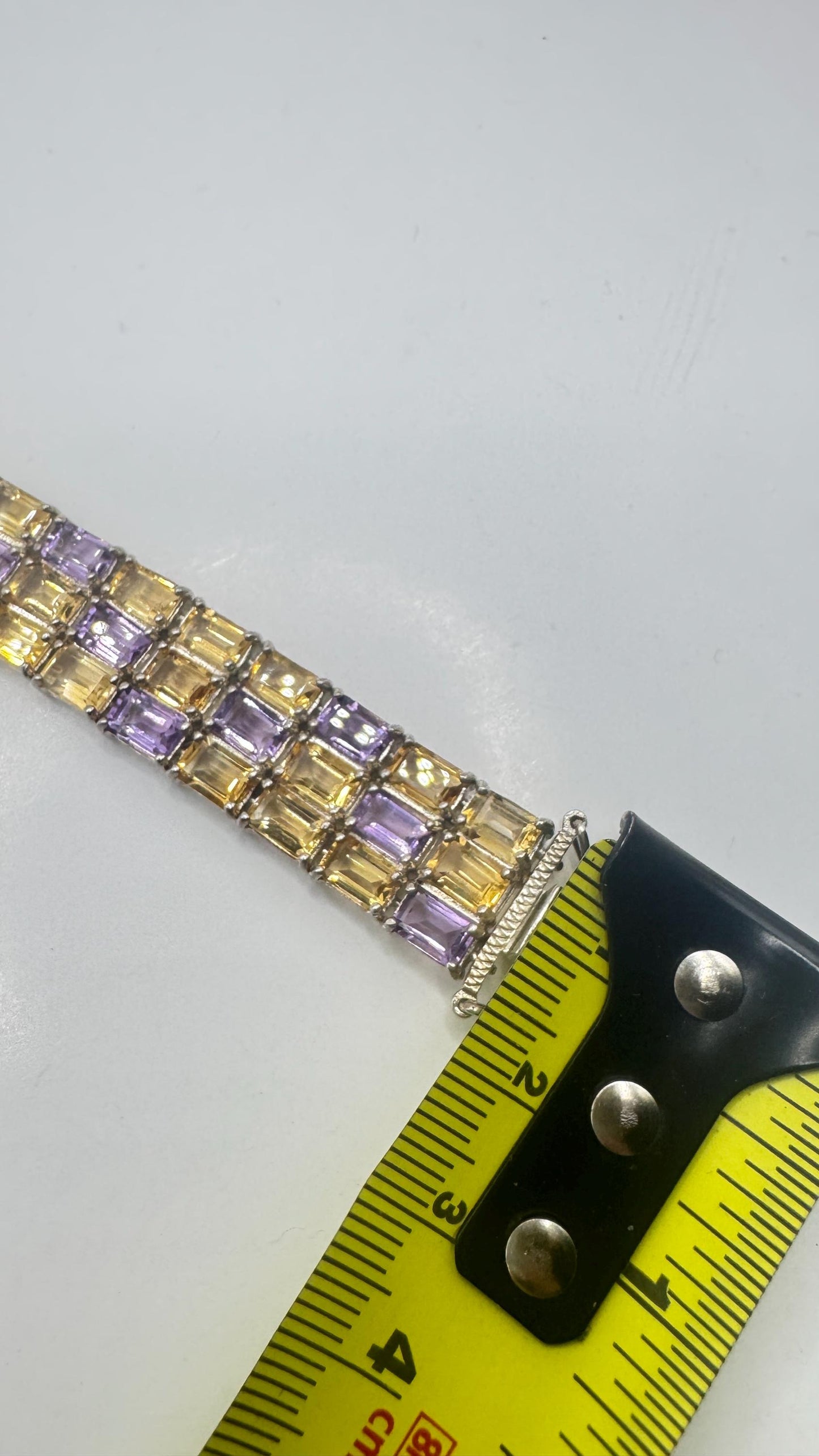 Vintage Purple Amethyst Citrine Bracelet in 925 Sterling Silver