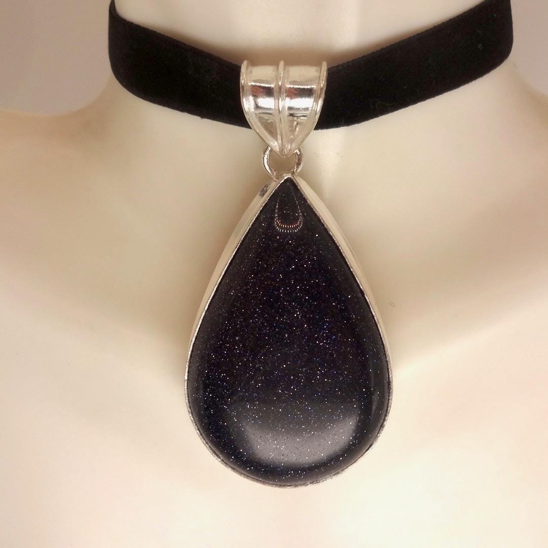 Vintage Black Sandstone silver collar necklace choker