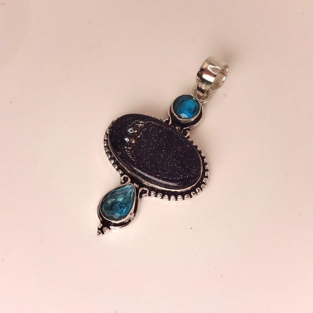 Vintage Black Sandstone silver collar necklace choker