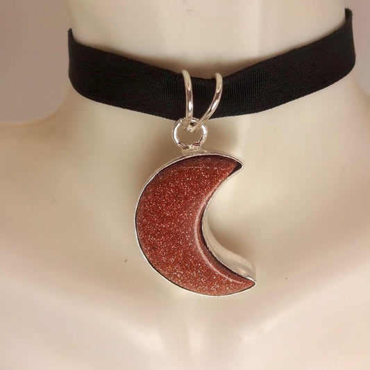 Vintage Goldenen Sandstone Choker Goldenstone Silver Necklace