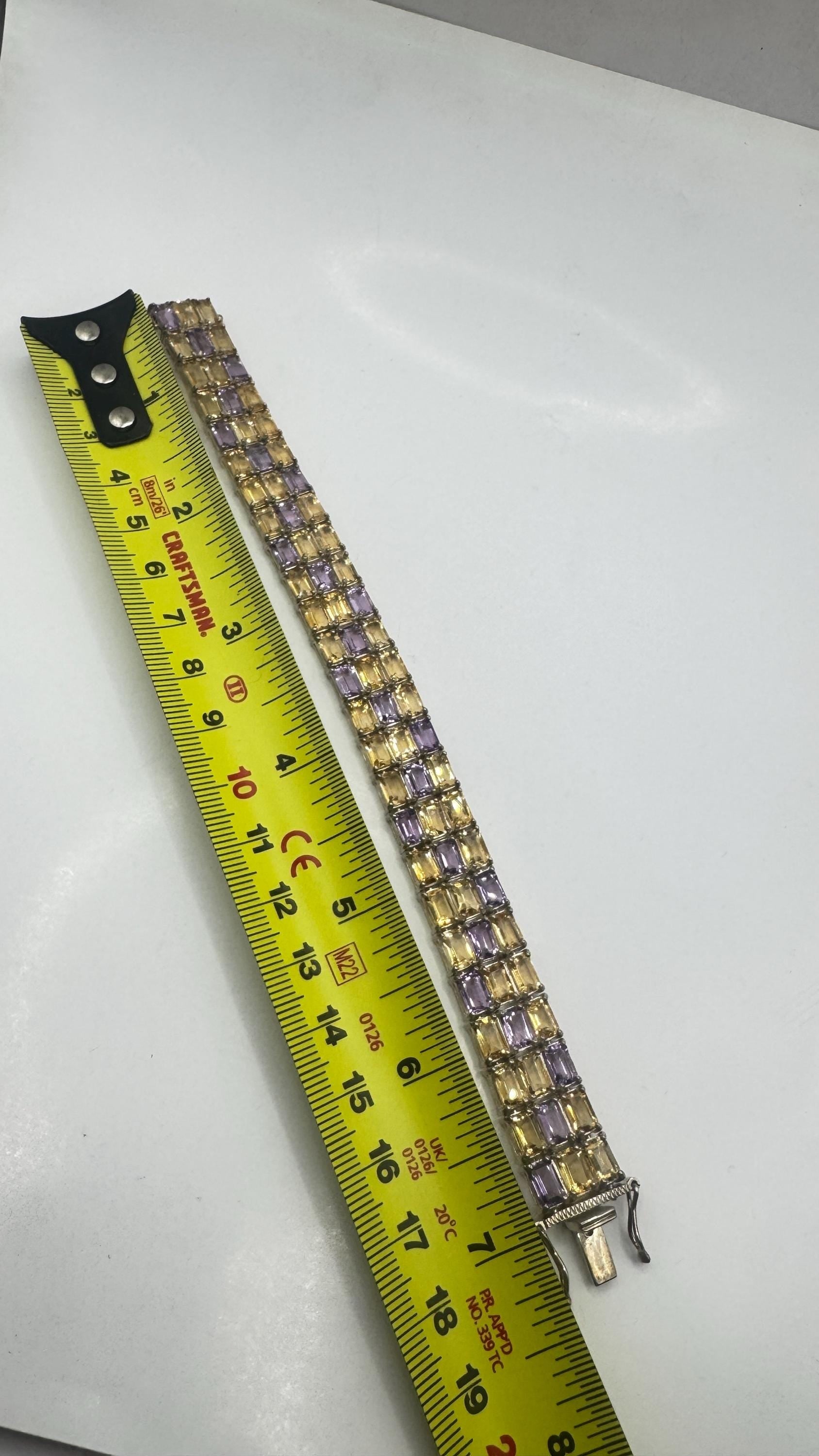 Vintage Purple Amethyst Citrine Bracelet in 925 Sterling Silver