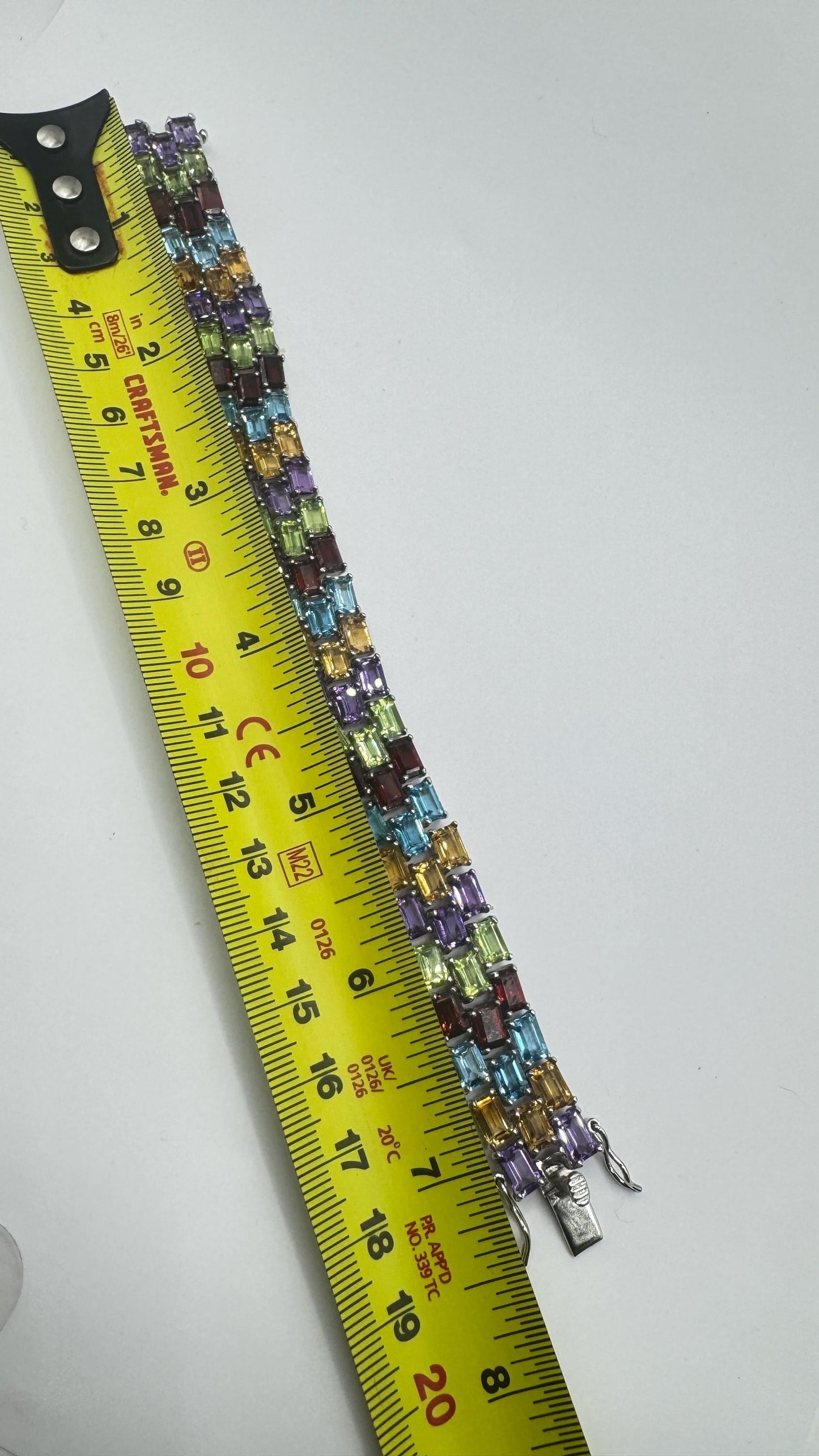 Vintage Garnet Amethyst Citrine Blue Topaz Peridot in 925 Sterling Silver Tennis Bracelet