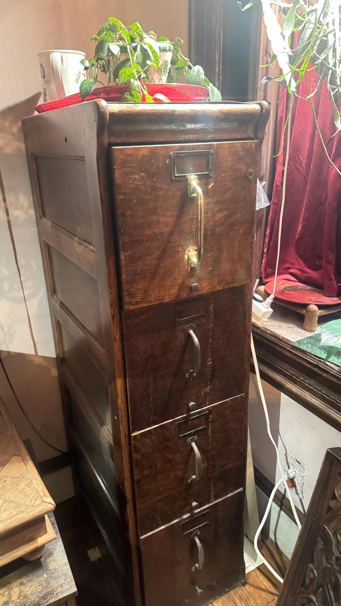vintage Wooden Antique Filing Cabinet LOCAL pick up only NYC