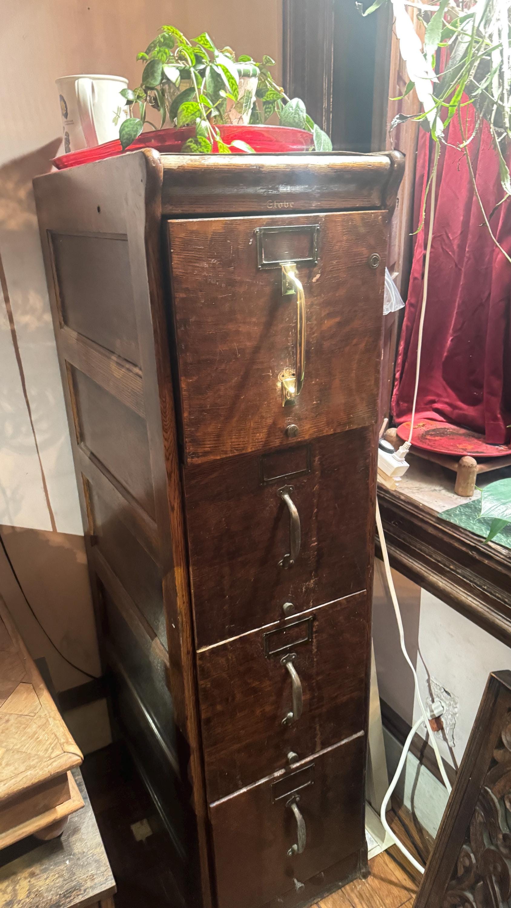 vintage Wooden Antique Filing Cabinet LOCAL pick up only NYC