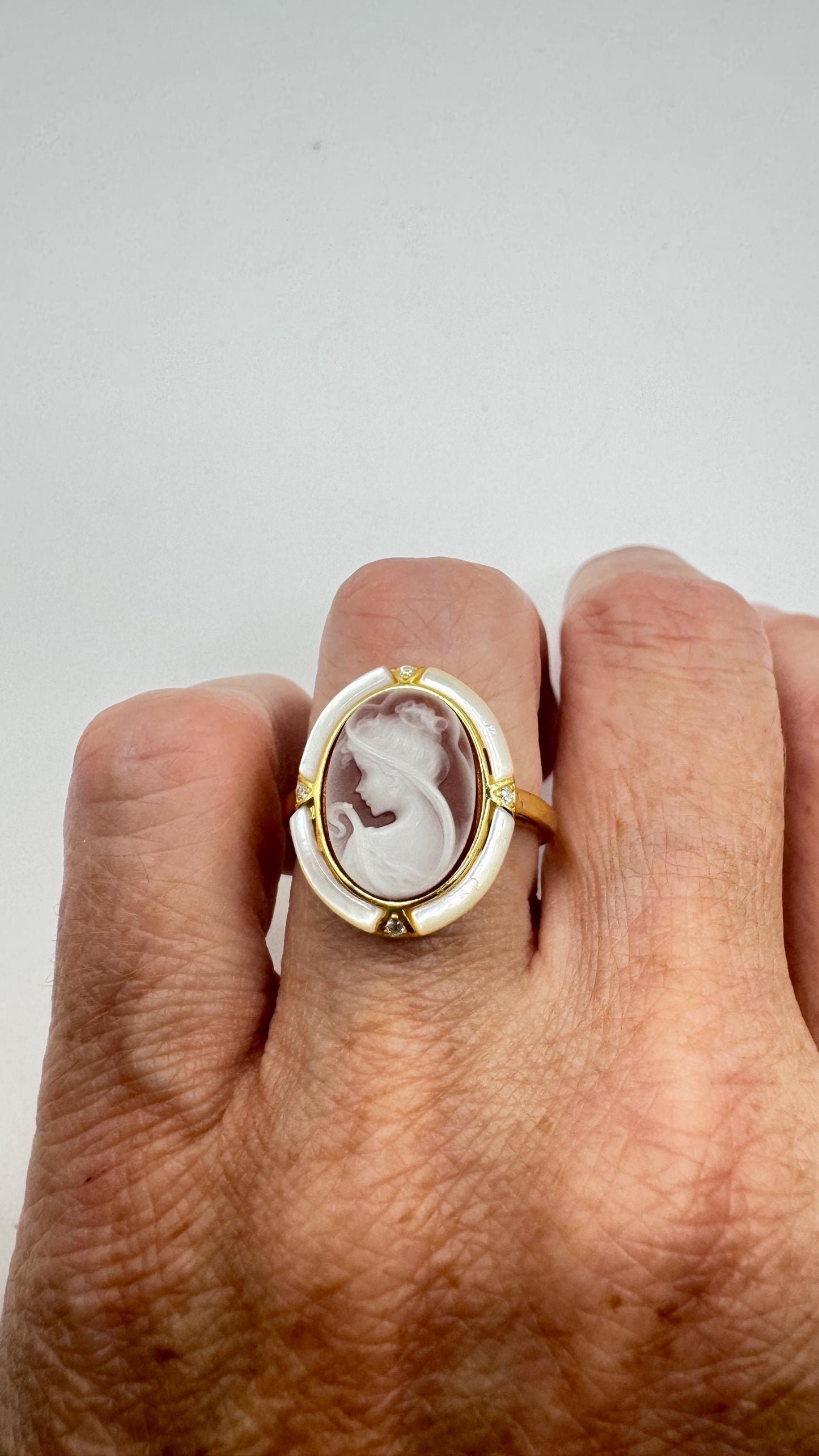 Vintage Cameo 925 Sterling Silver Cocktail Ring