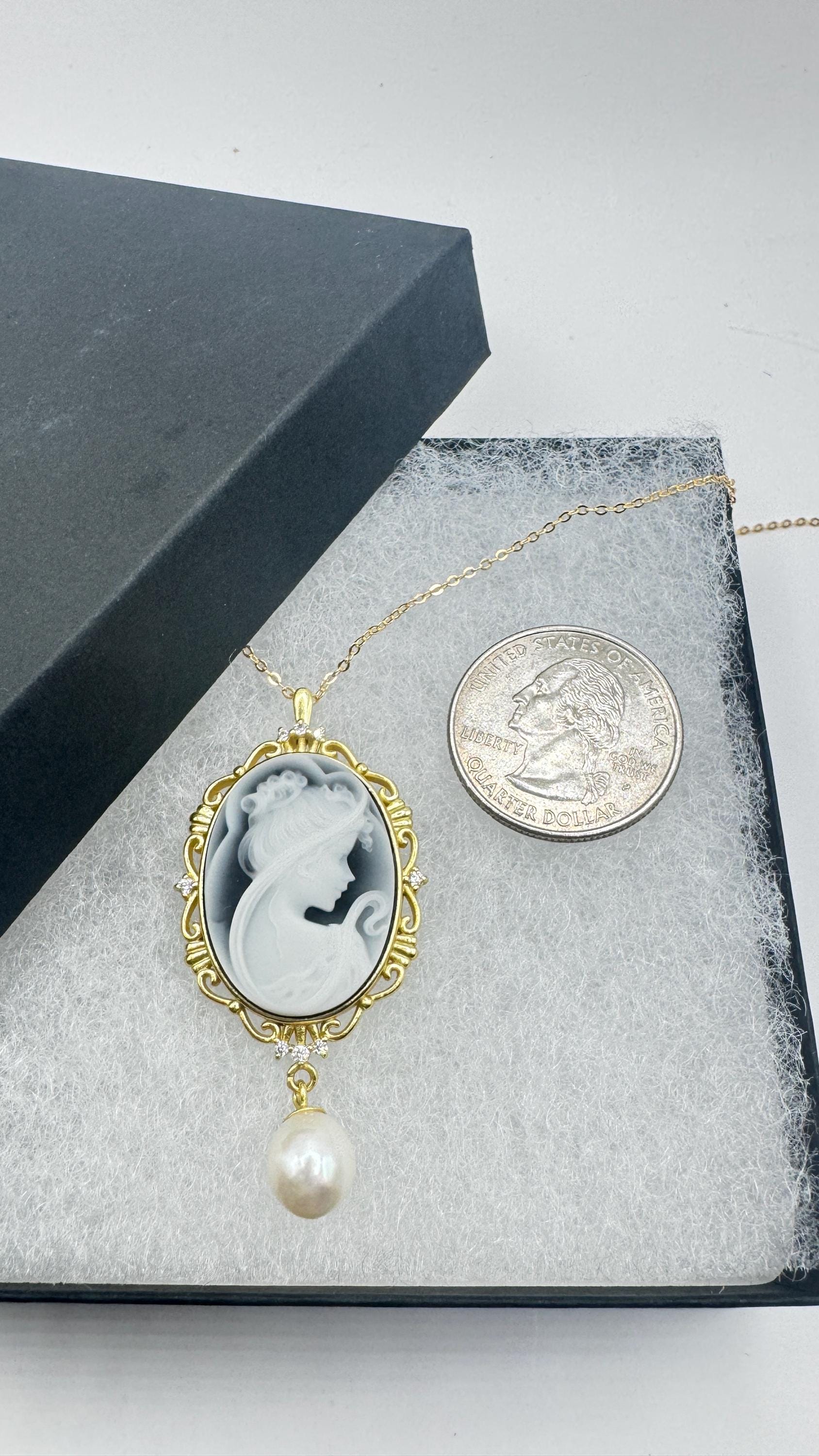 Vintage Onyx Cameo Golden 925 Sterling silver Necklace Choker