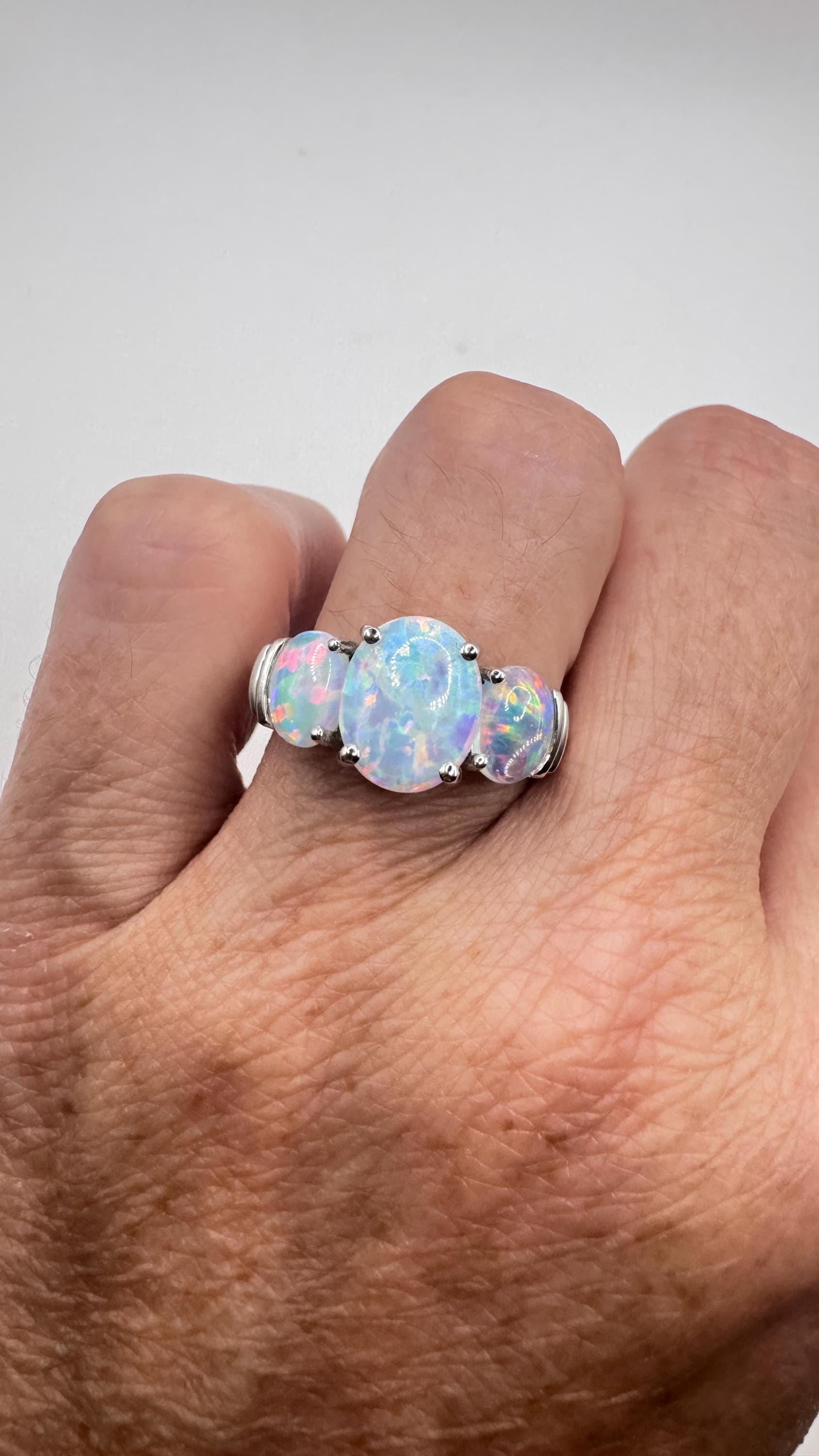 Vintage Fire Opal Golden 925 Sterling Silver Cocktail Ring