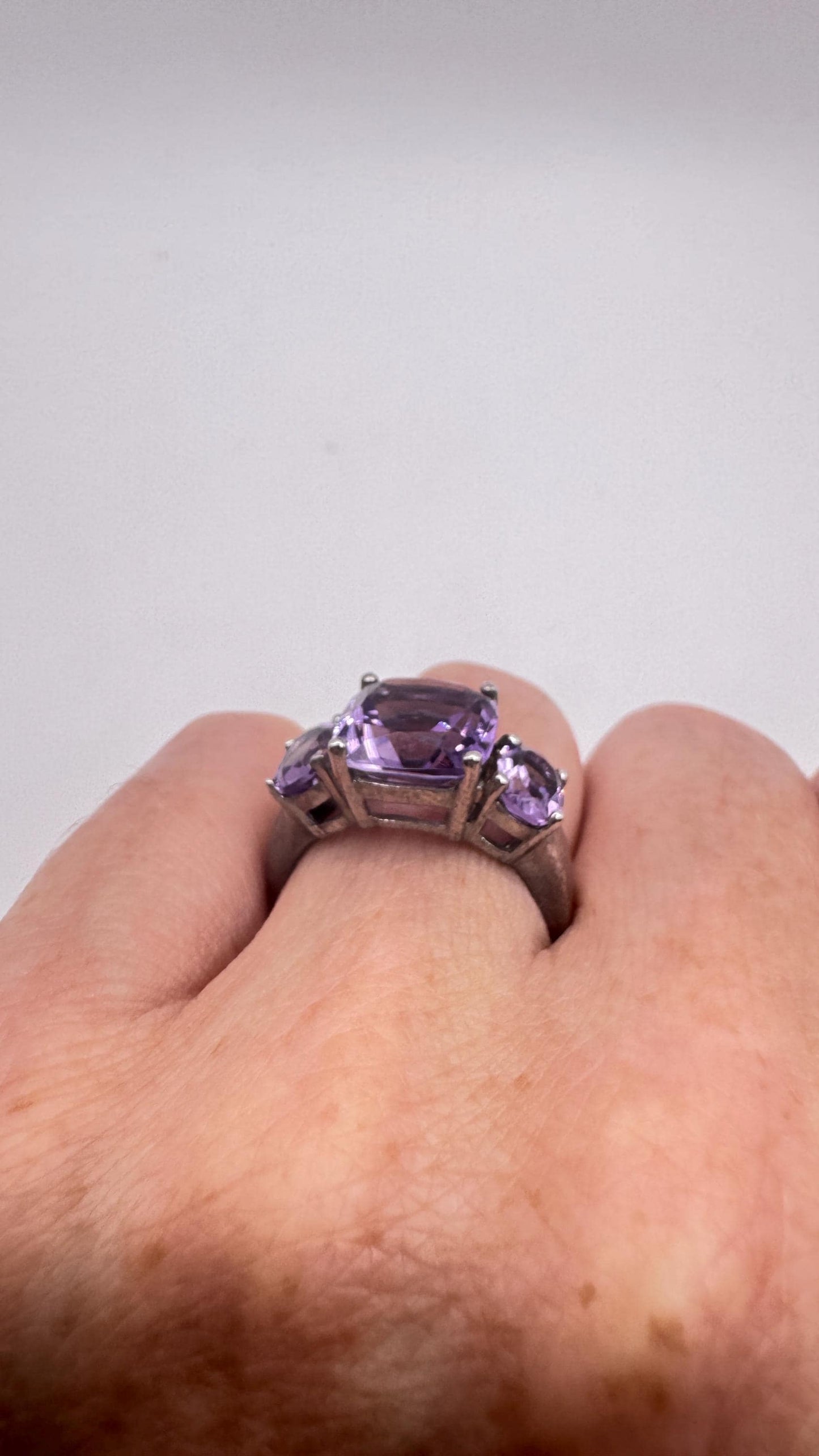 Vintage Purple Amethyst Ring 925 Sterling Silver Gothic Size 8