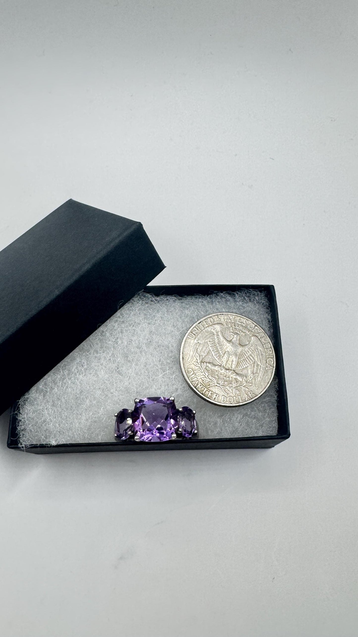 Vintage Purple Amethyst Ring 925 Sterling Silver Gothic Size 8