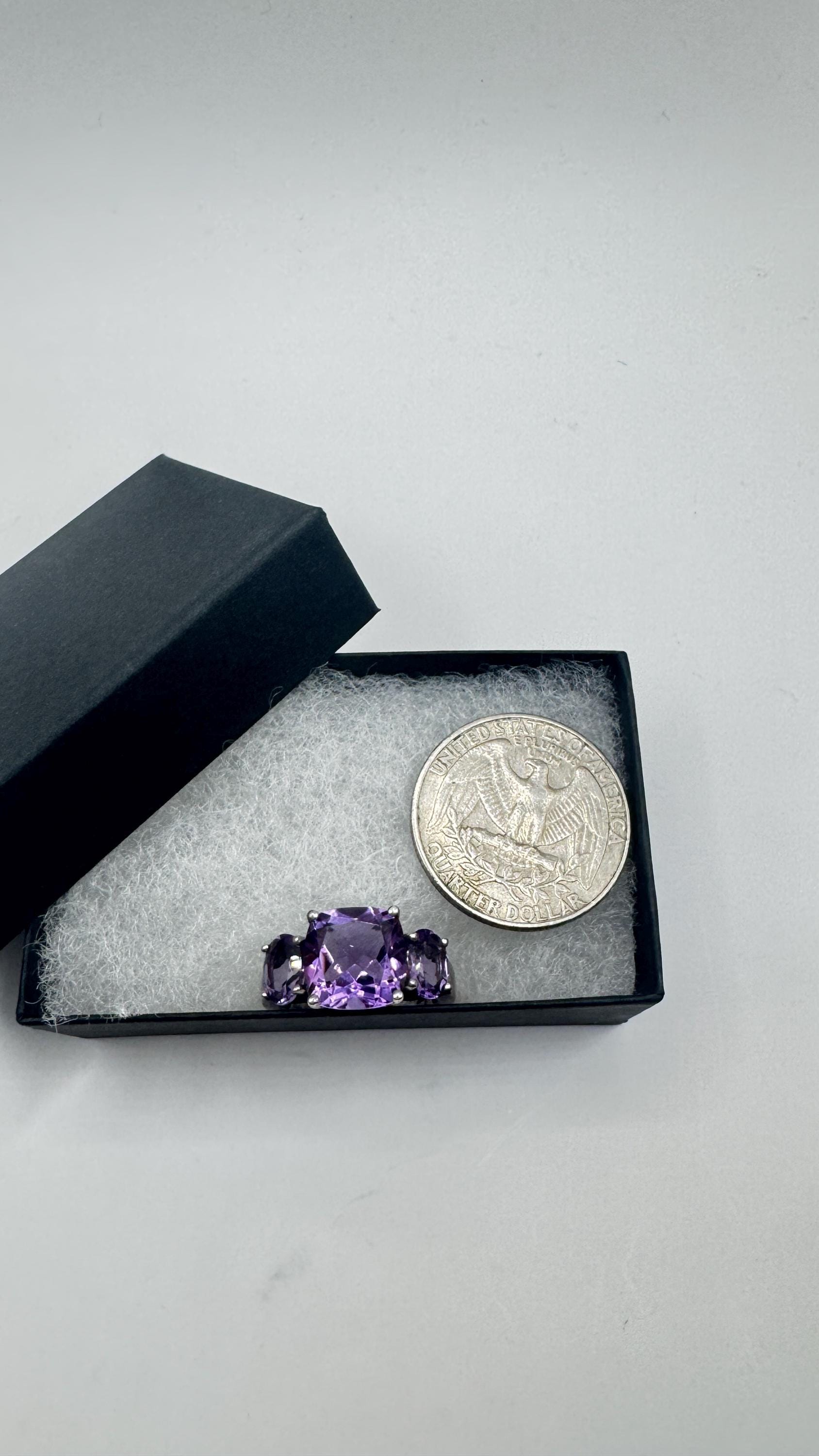 Vintage Purple Amethyst Ring 925 Sterling Silver Gothic Size 8