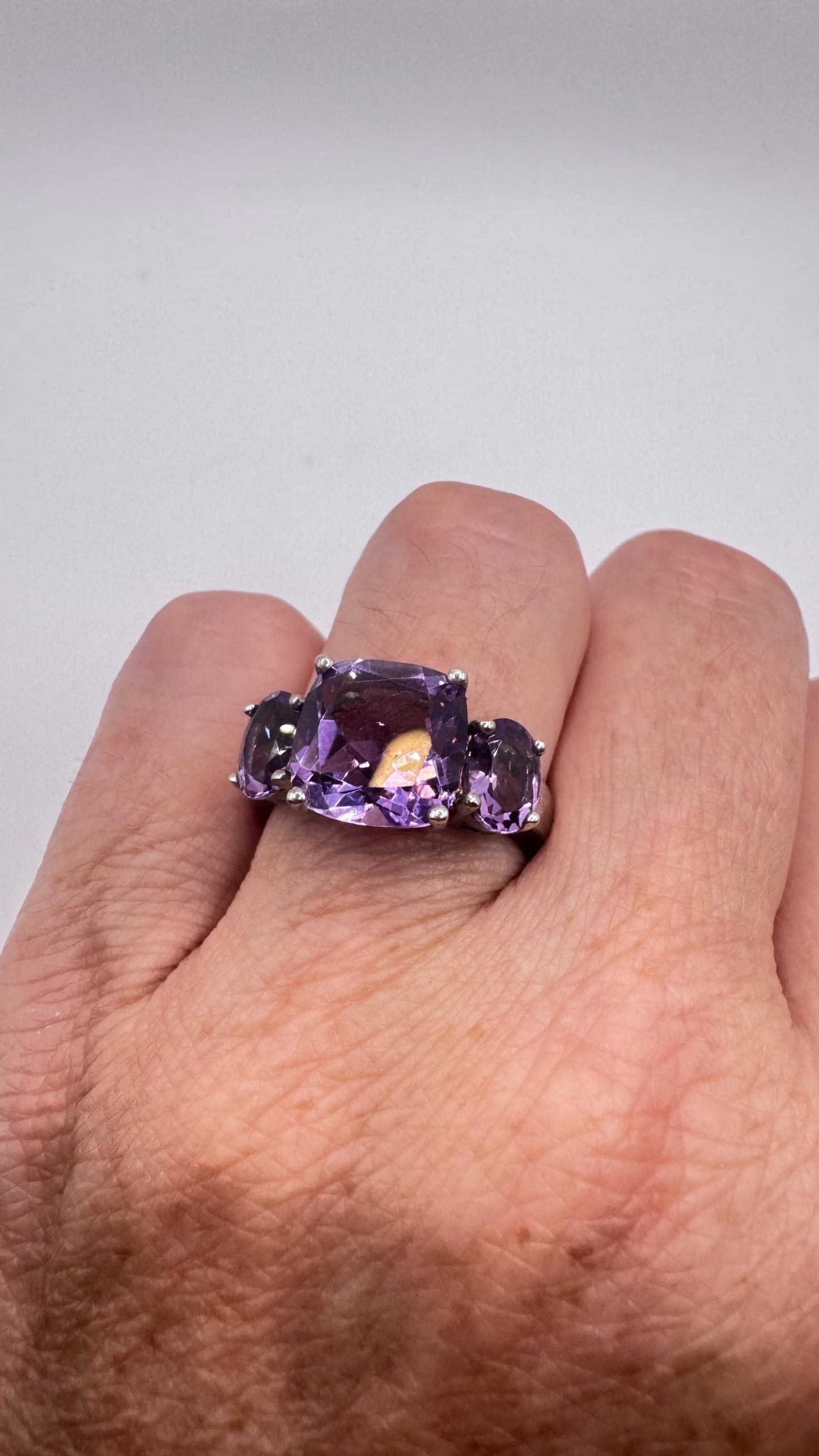 Vintage Purple Amethyst Ring 925 Sterling Silver Gothic Size 8