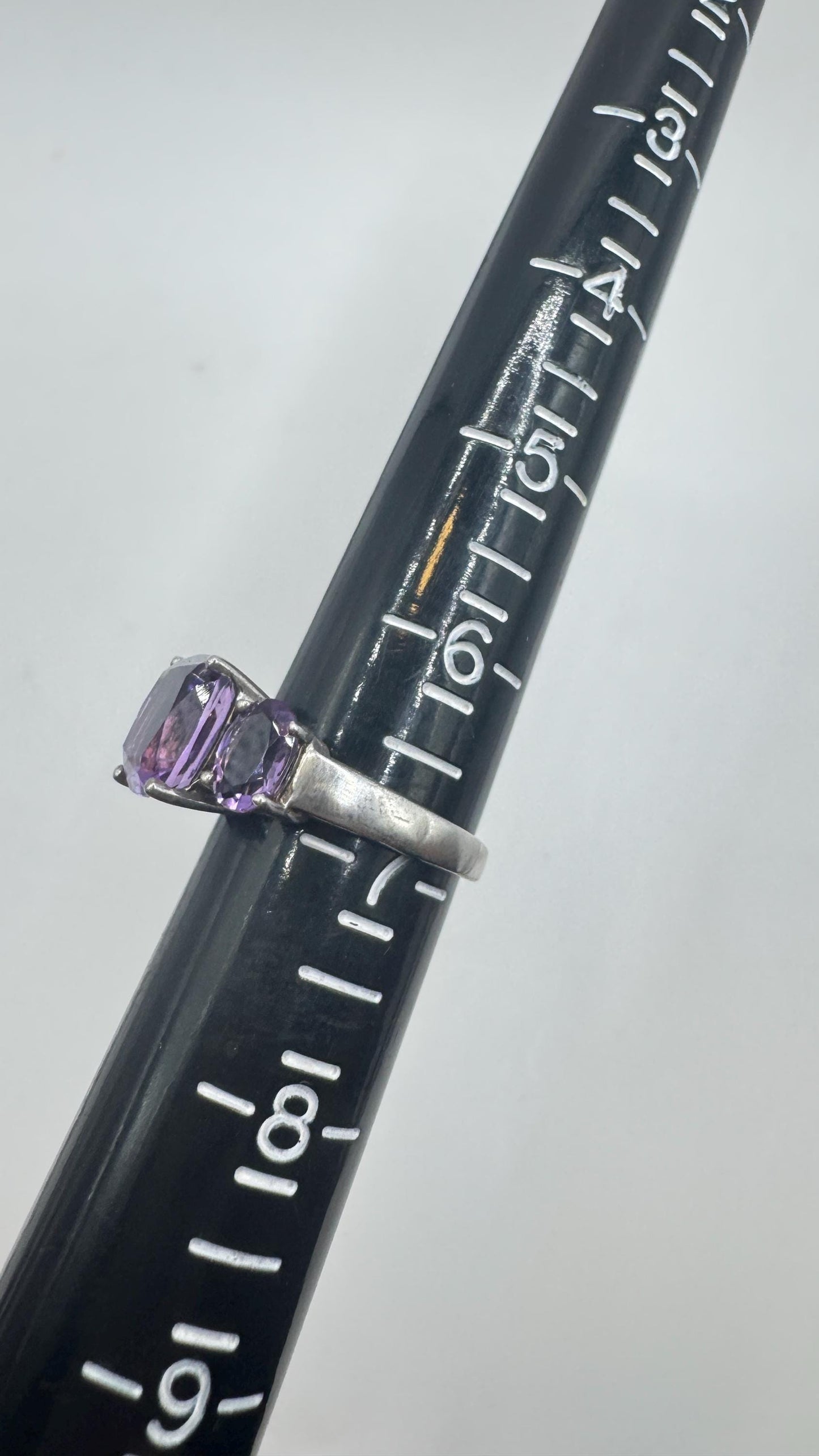 Vintage Purple Amethyst Ring 925 Sterling Silver Gothic Size 8