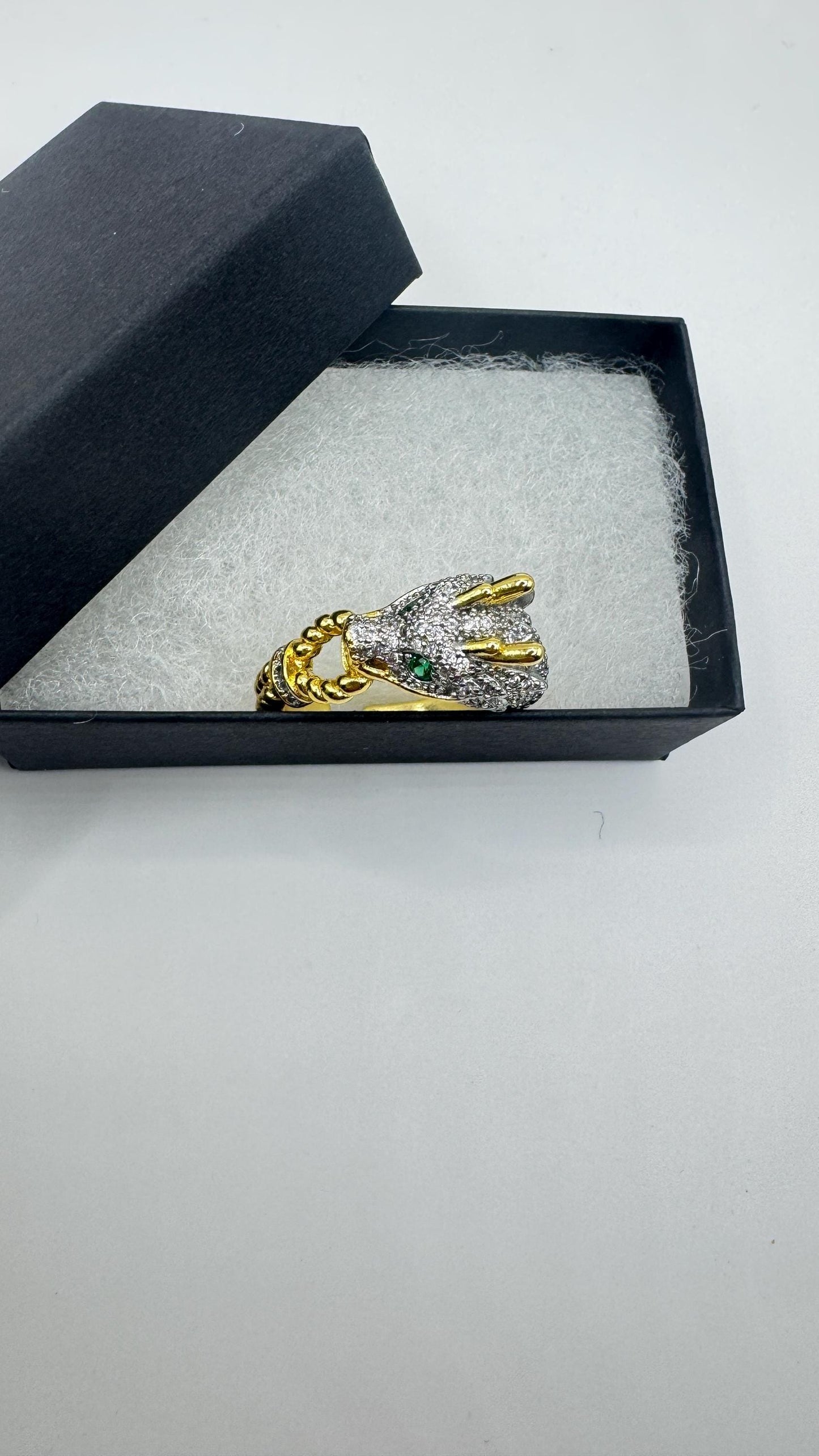 Vintage adjustable Dragon ring bronze with gold finish
