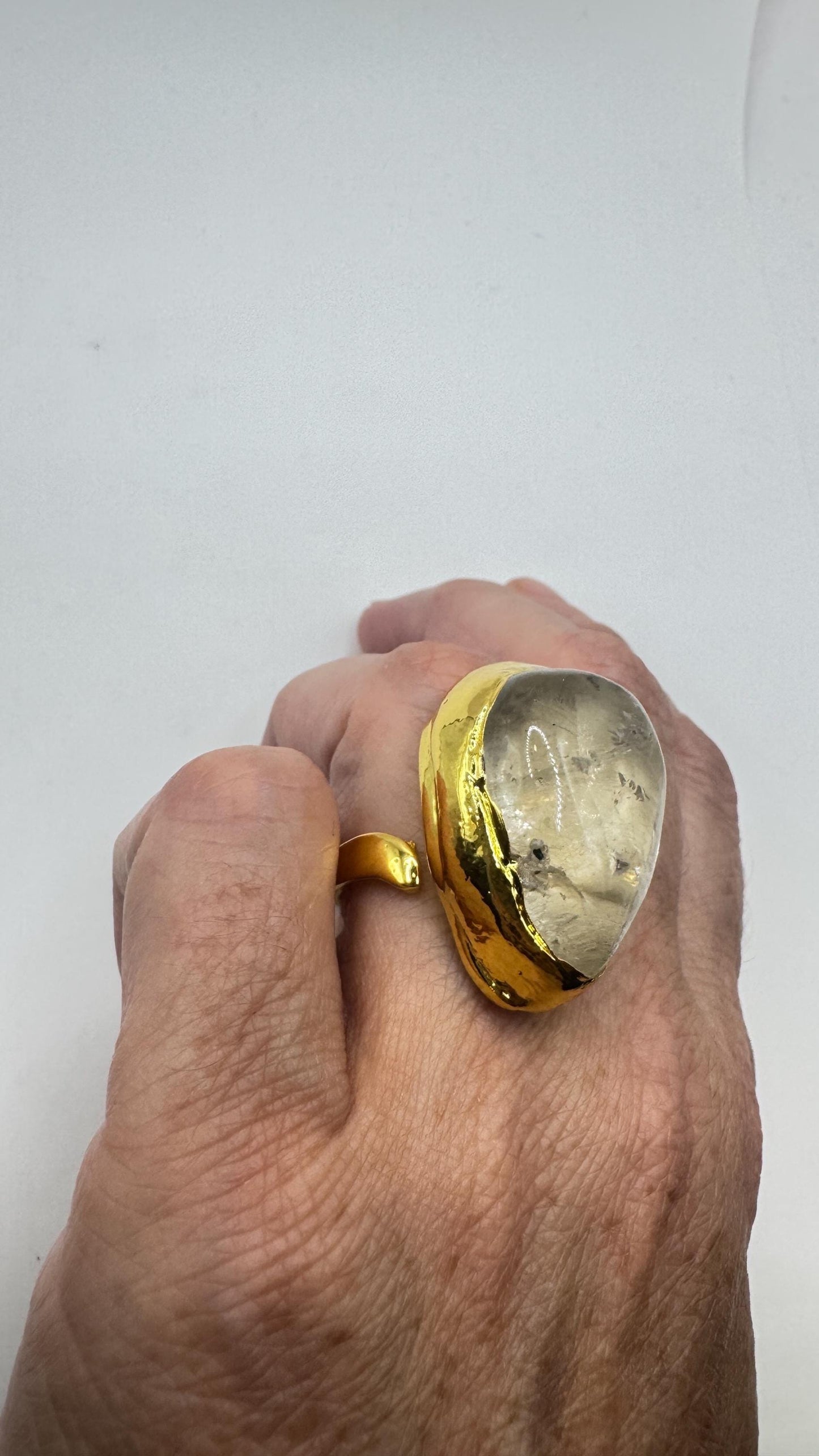 Vintage Clear Quartz Cocktail Ring Adjustable
