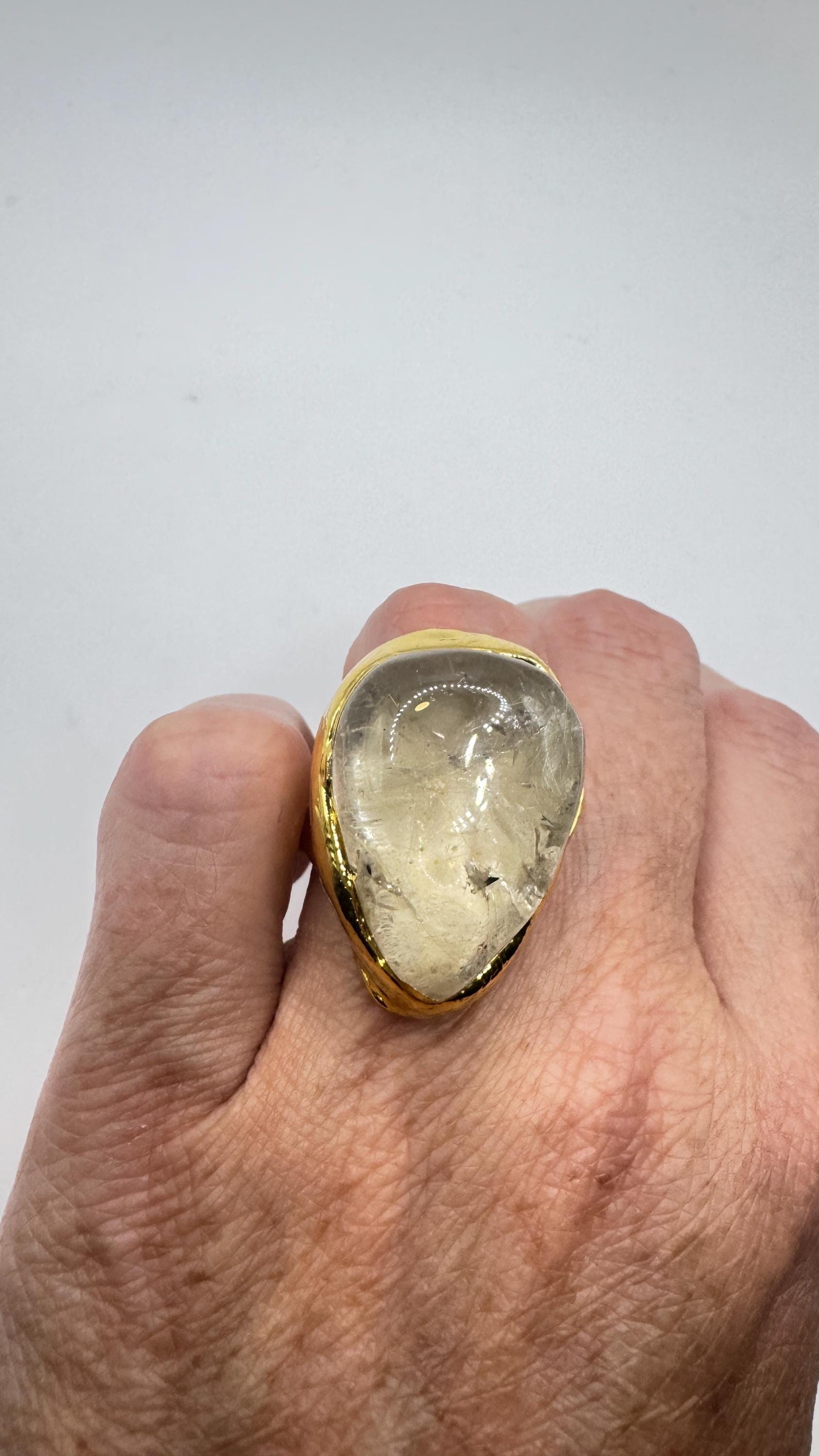Vintage Clear Quartz Cocktail Ring Adjustable