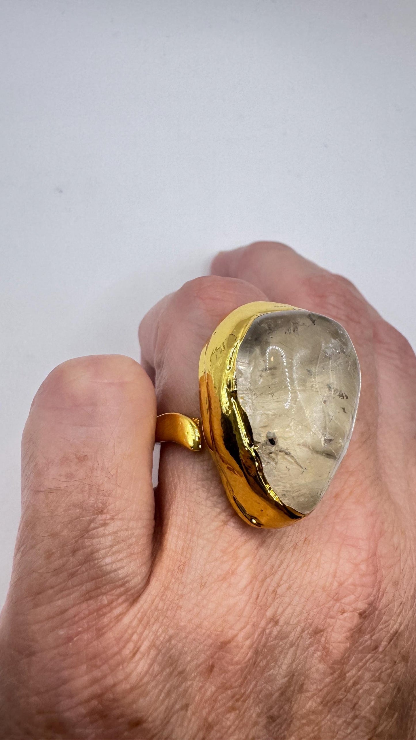 Vintage Clear Quartz Cocktail Ring Adjustable