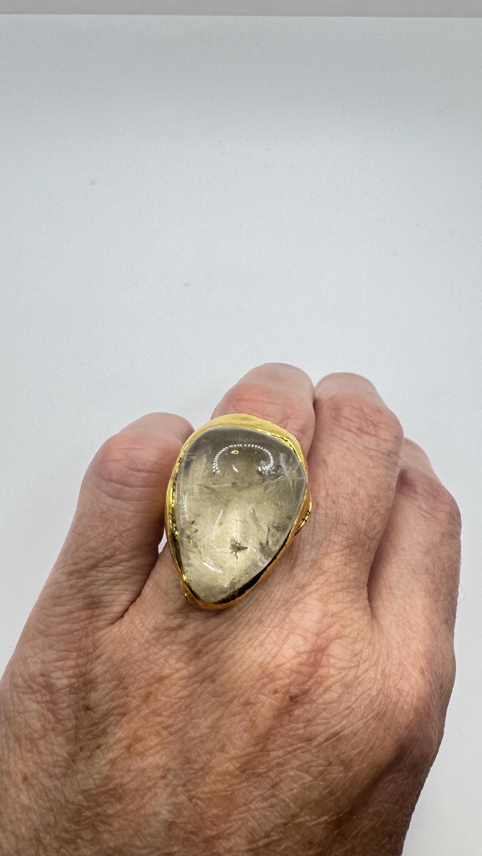 Vintage Clear Quartz Cocktail Ring Adjustable