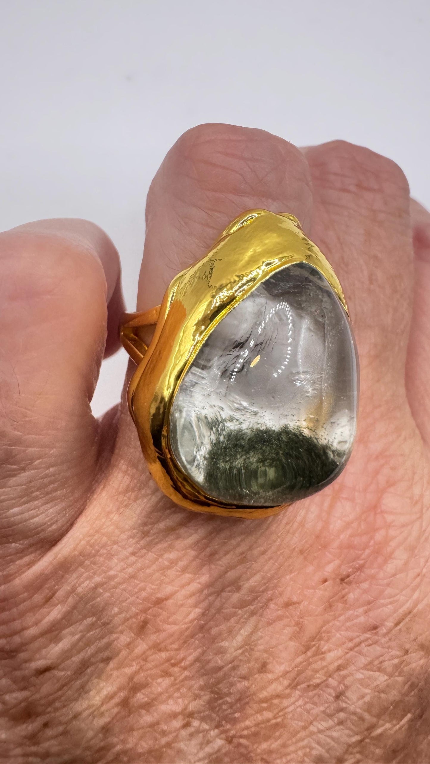 Vintage Clear Quartz Cocktail Ring Adjustable