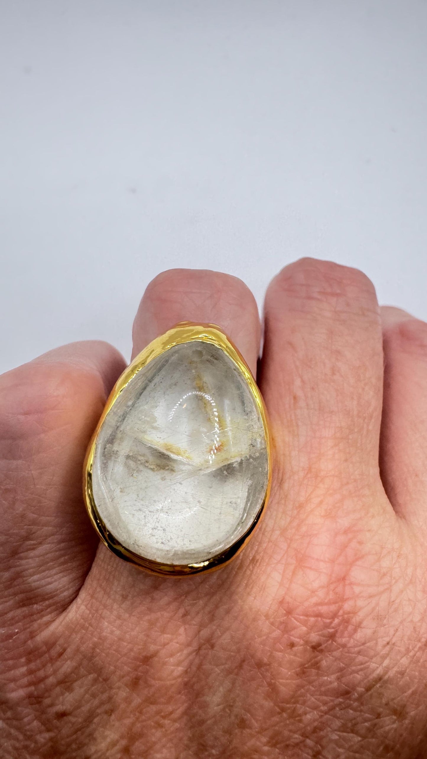 Vintage Clear Quartz Cocktail Ring Adjustable