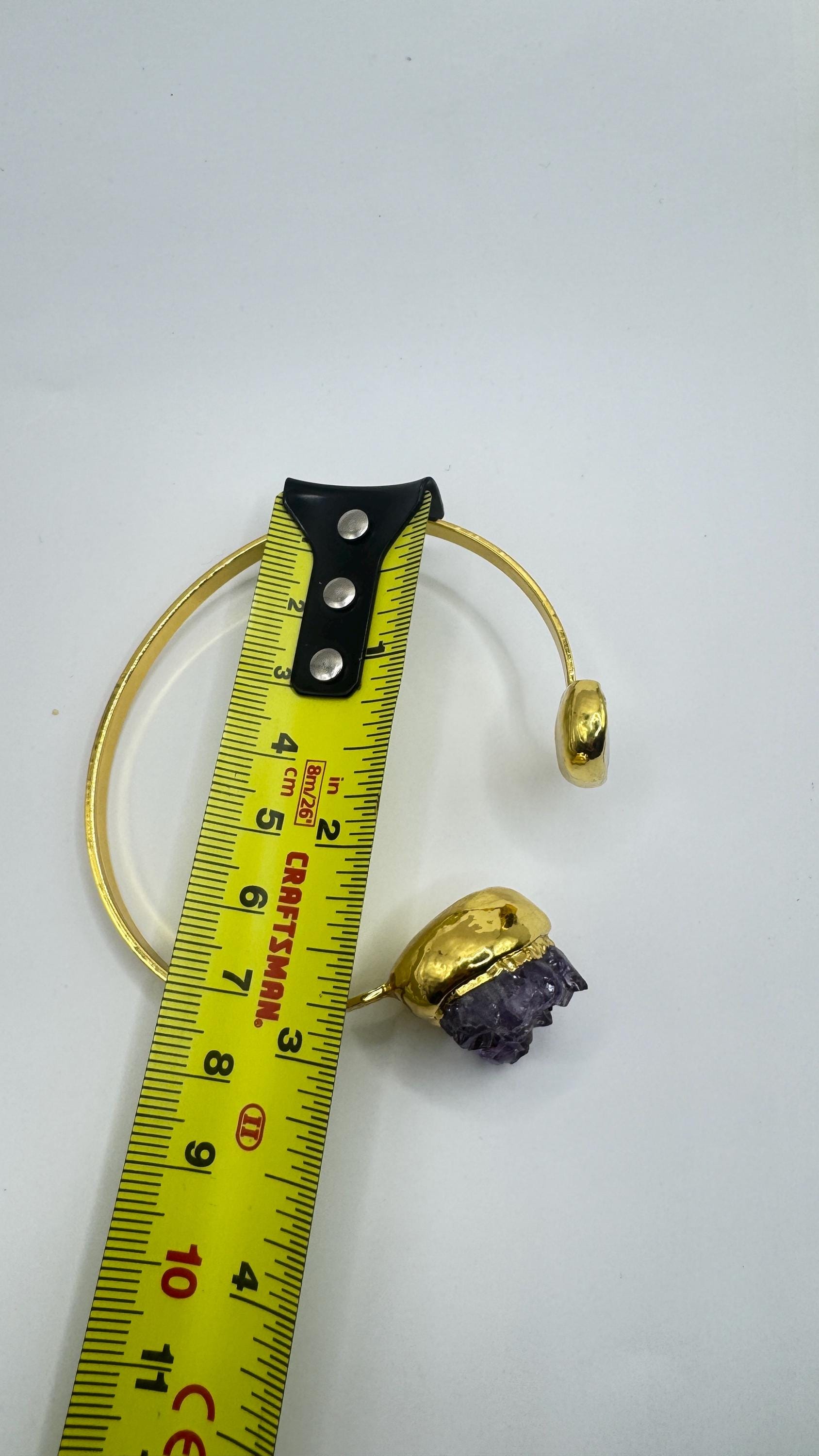 Vintage Pearl Amethyst Cuff Bangle Bracelet Golden 925 Sterling Silver