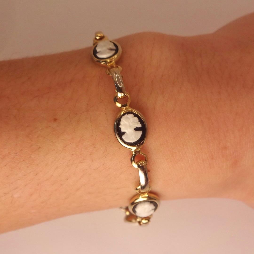 Vintage Cameo Bracelet 925 Sterling Silver 7 inches