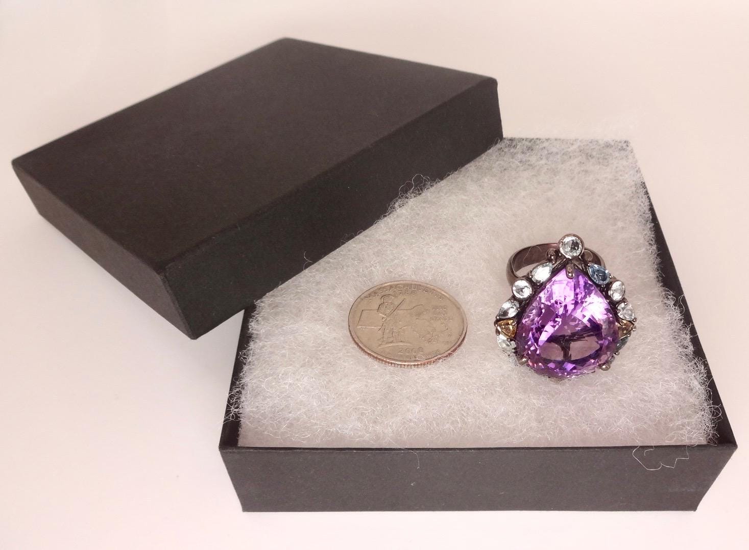 Vintage Purple Amethyst 925 Sterling Silver Cocktail Ring