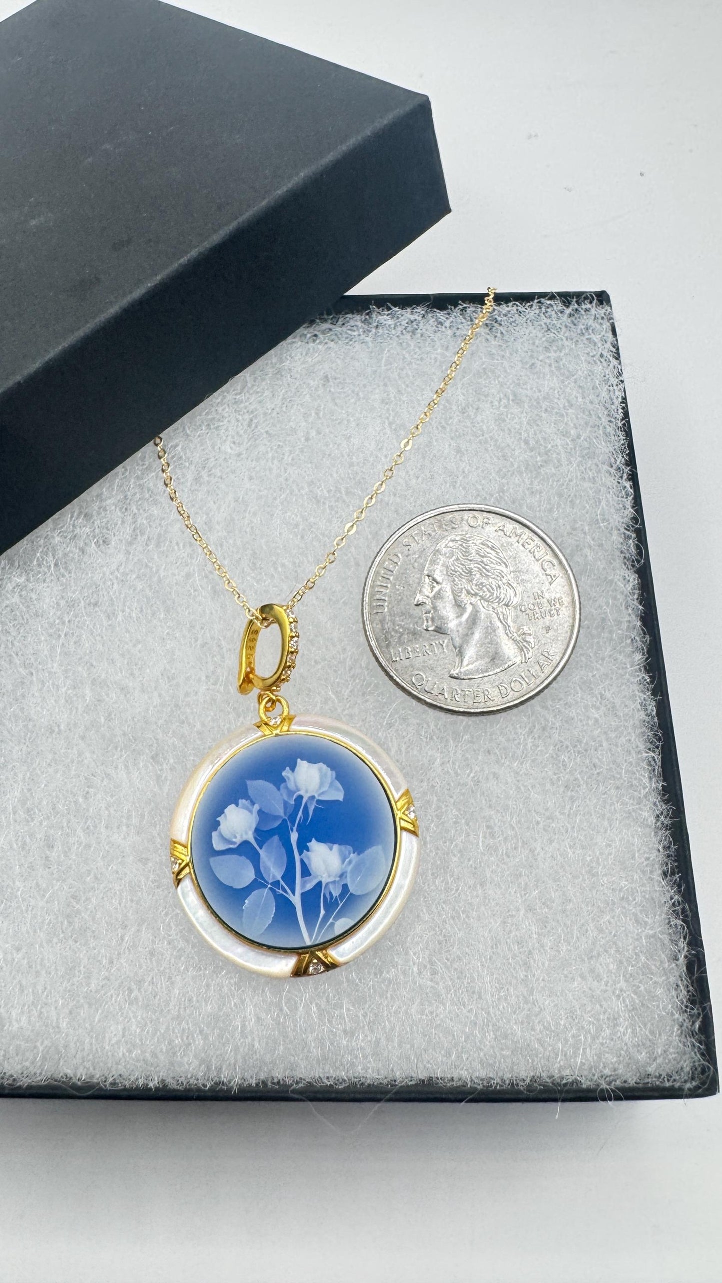 Vintage Rose Flower Cameo 925 Sterling Silver Necklace Choker