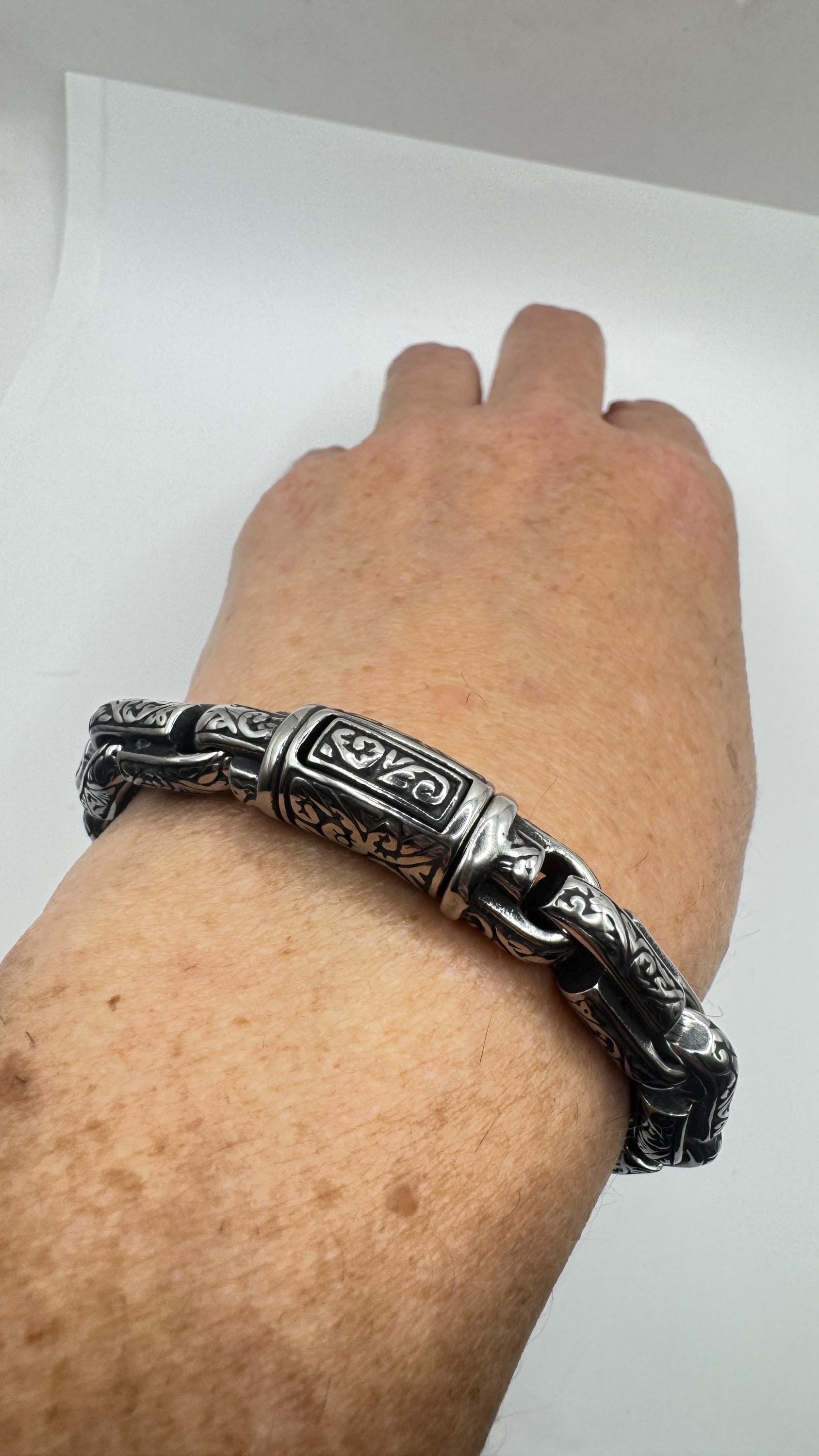 Vintage Style Unisex Men Gothic Silver Stainless Steel Bracelet