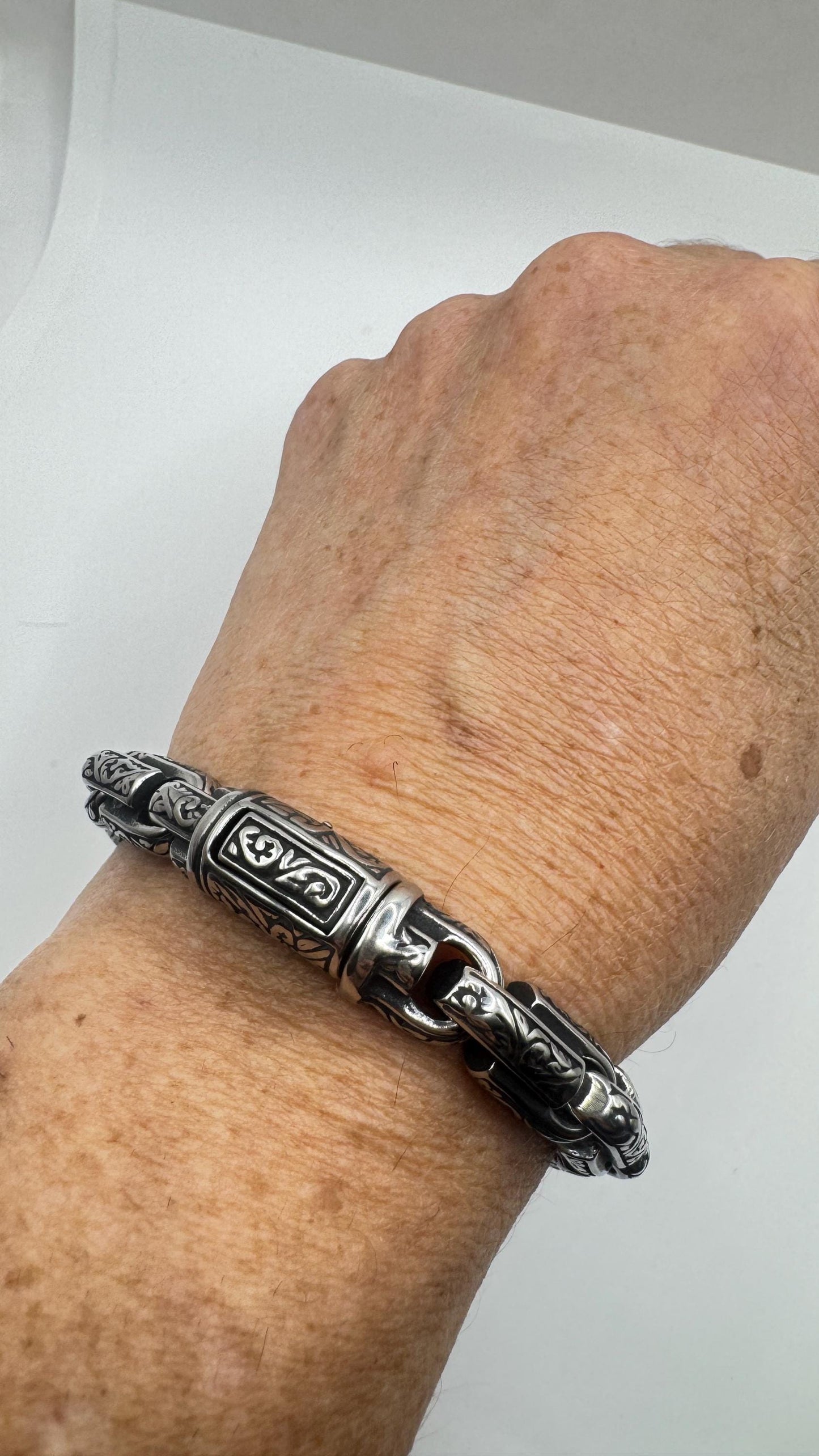 Vintage Style Unisex Men Gothic Silver Stainless Steel Bracelet