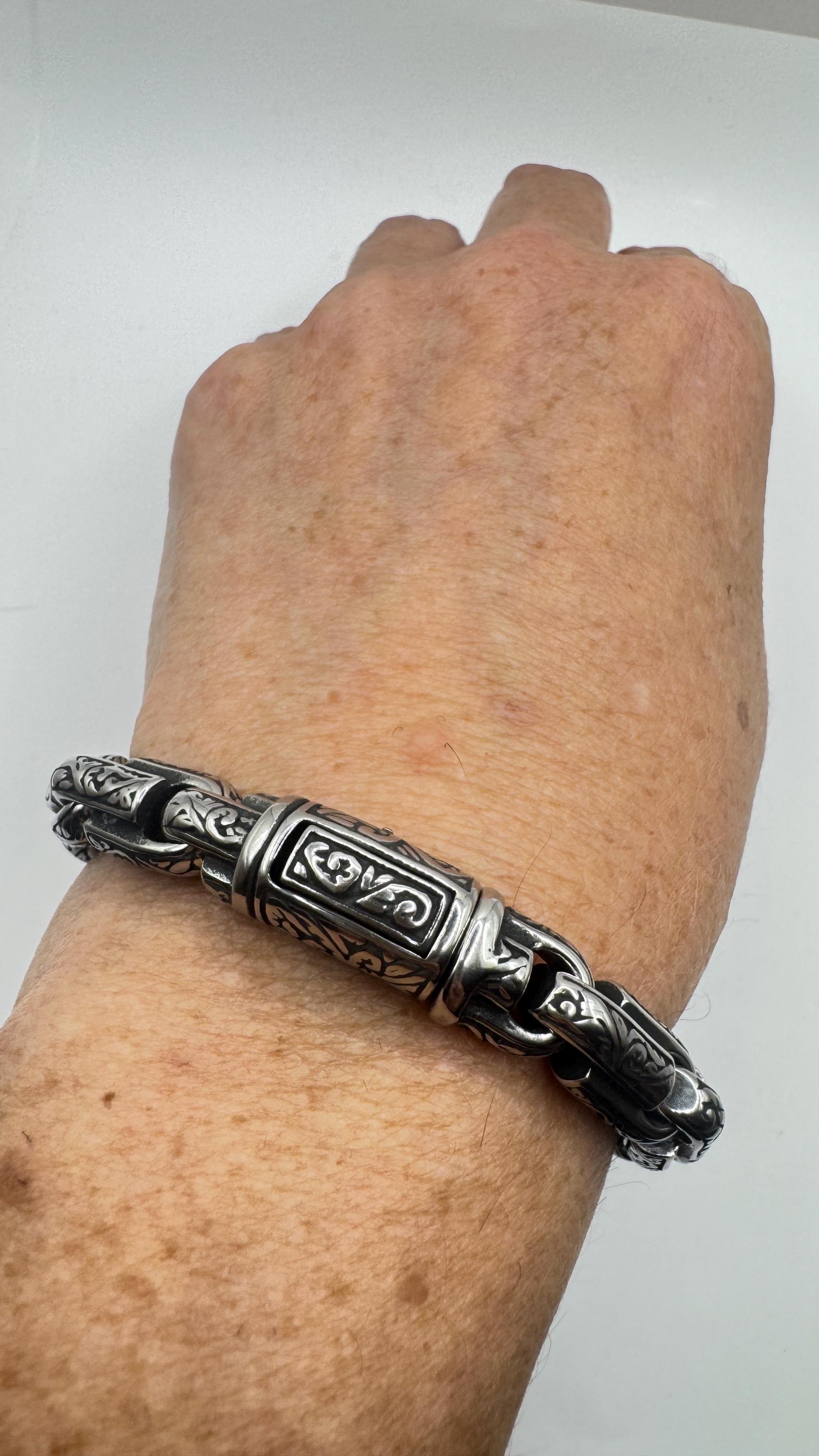 Vintage Style Unisex Men Gothic Silver Stainless Steel Bracelet