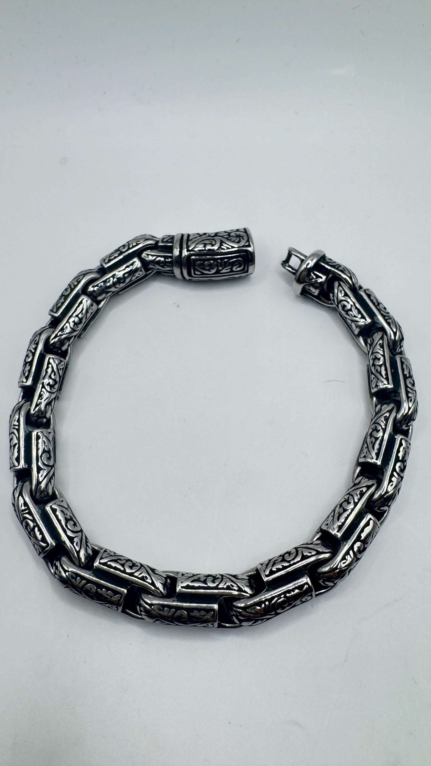 Vintage Style Unisex Men Gothic Silver Stainless Steel Bracelet