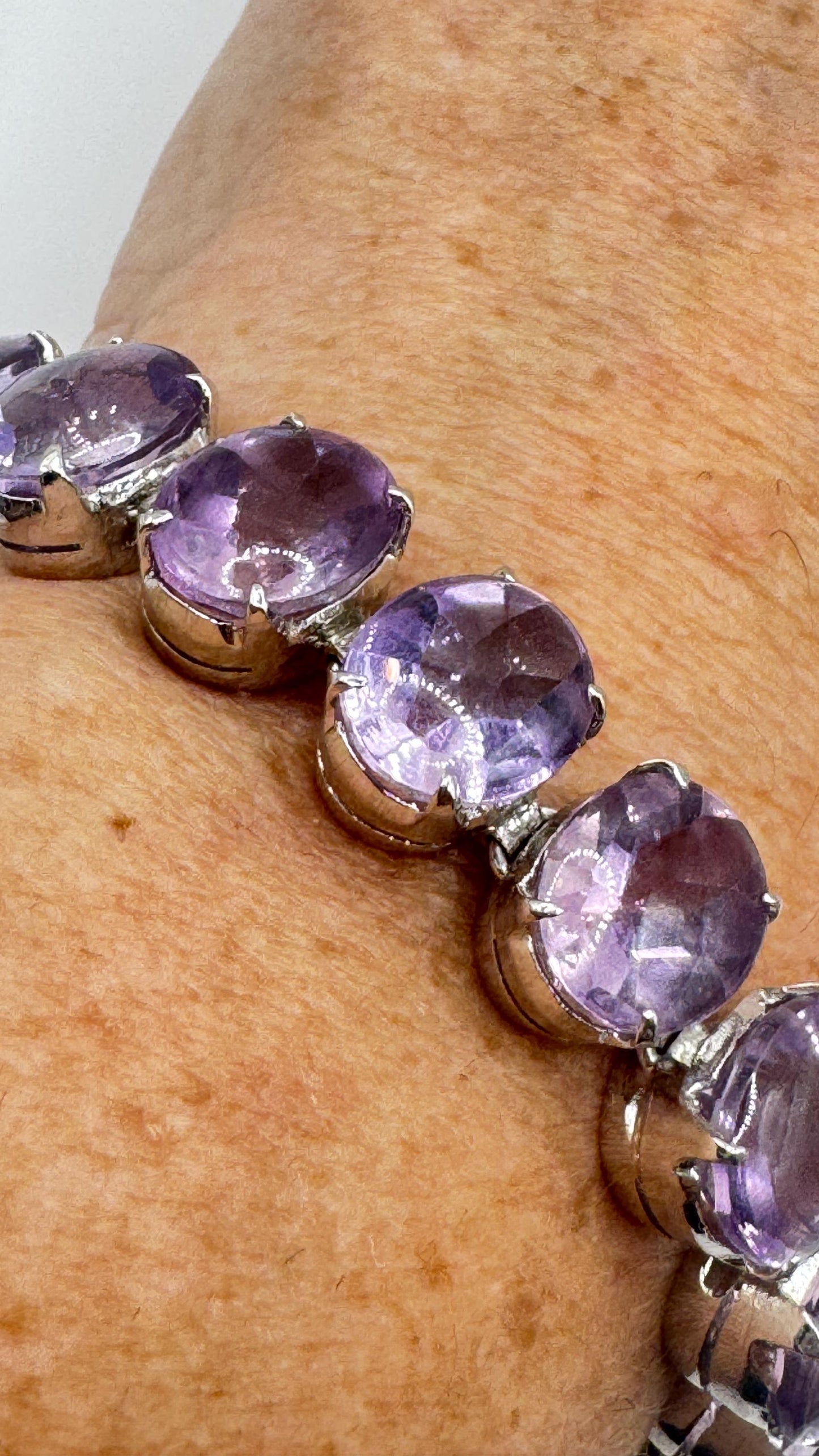 Vintage Purple Amethyst Tennis Bracelet 925 Sterling Silver