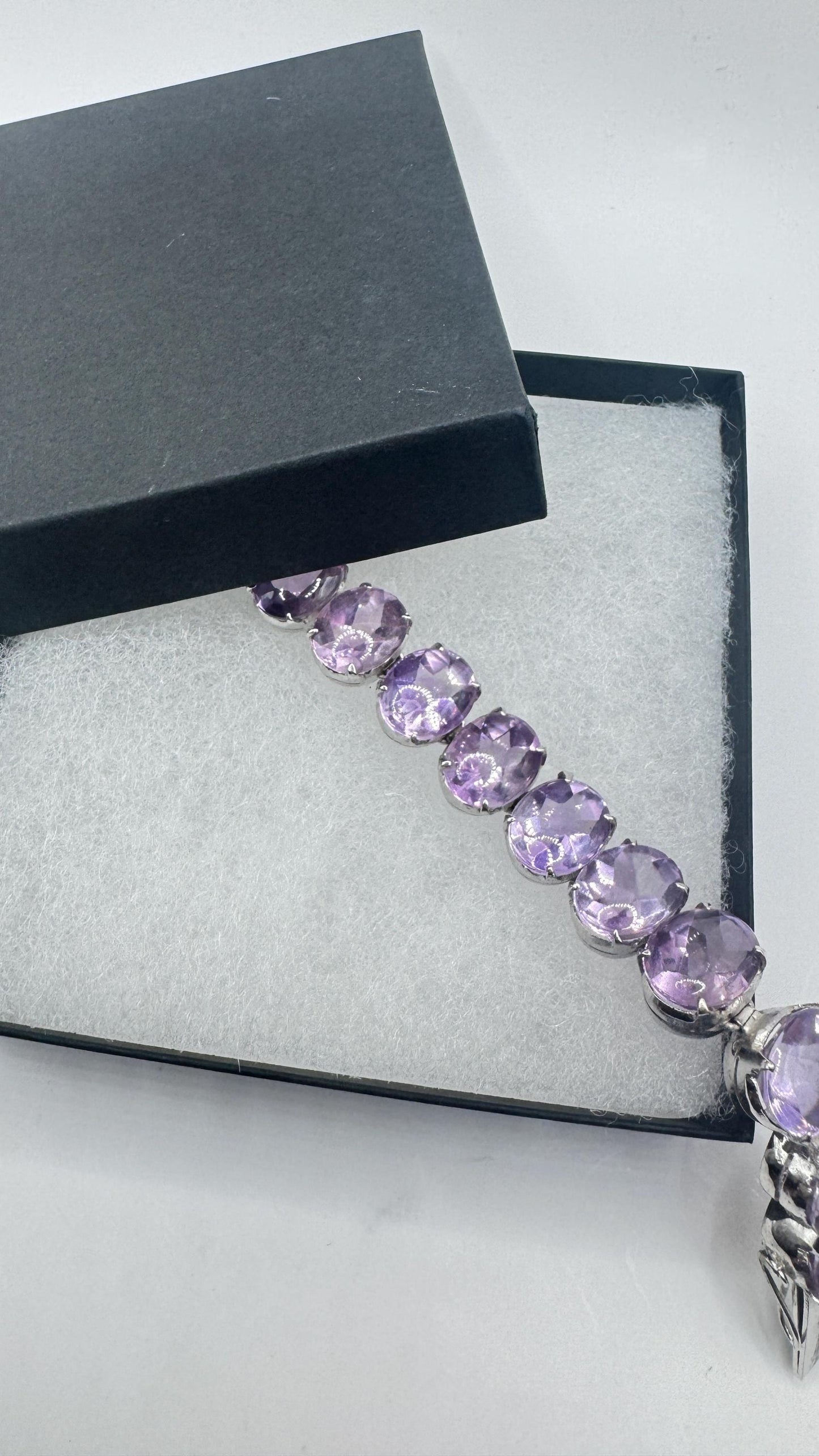 Vintage Purple Amethyst Tennis Bracelet 925 Sterling Silver