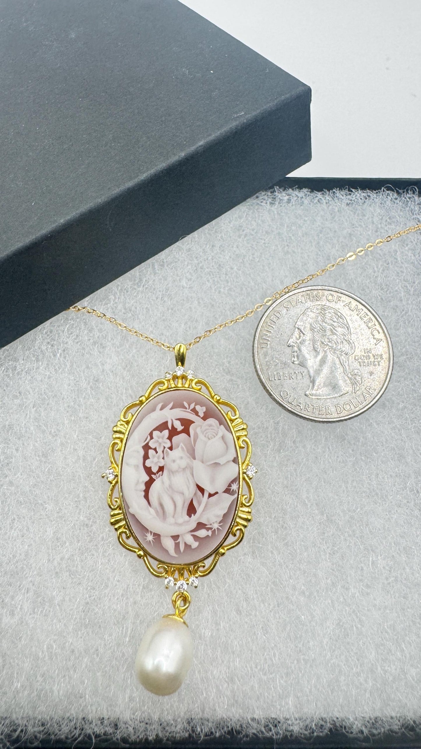 Vintage Red Onyx Cameo Golden 925 Sterling silver Necklace Choker