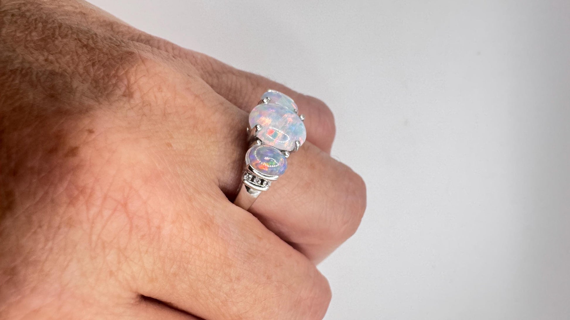 Vintage Fire Opal Golden 925 Sterling Silver Cocktail Ring