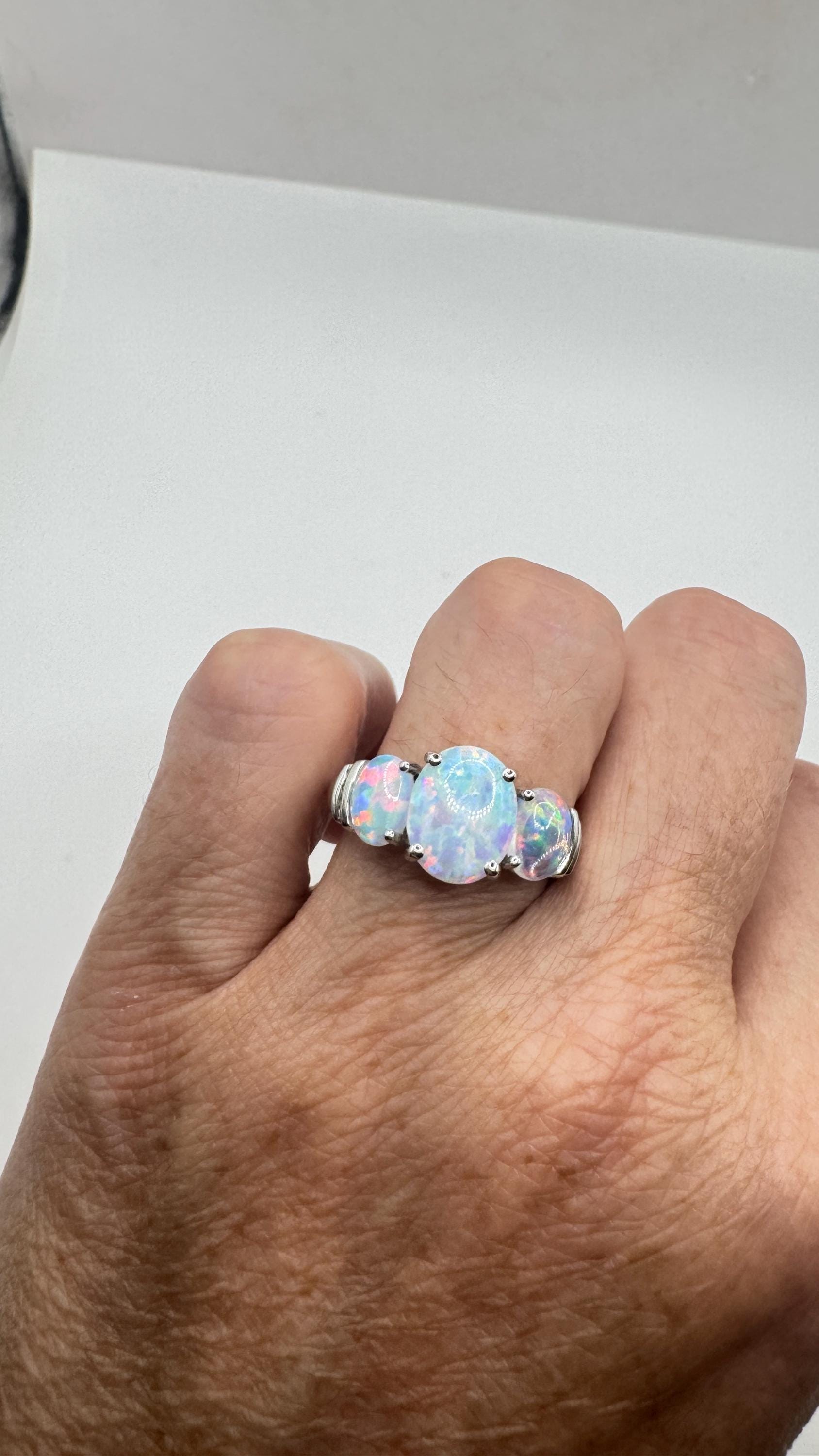 Vintage Fire Opal Golden 925 Sterling Silver Cocktail Ring