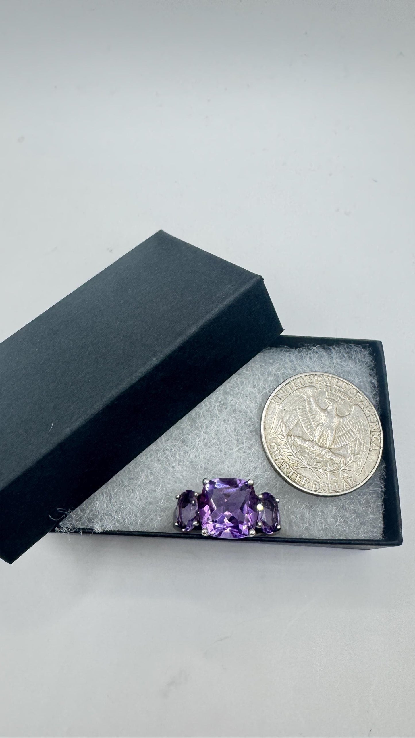 Vintage Purple Amethyst Ring 925 Sterling Silver Gothic Size 8