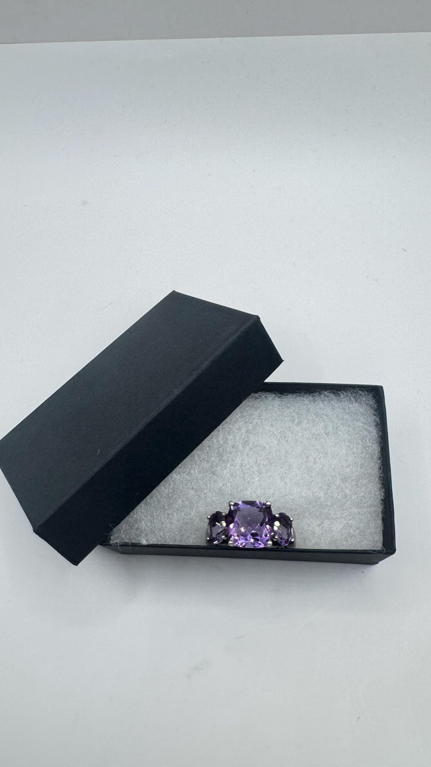 Vintage Purple Amethyst Ring 925 Sterling Silver Gothic Size 8
