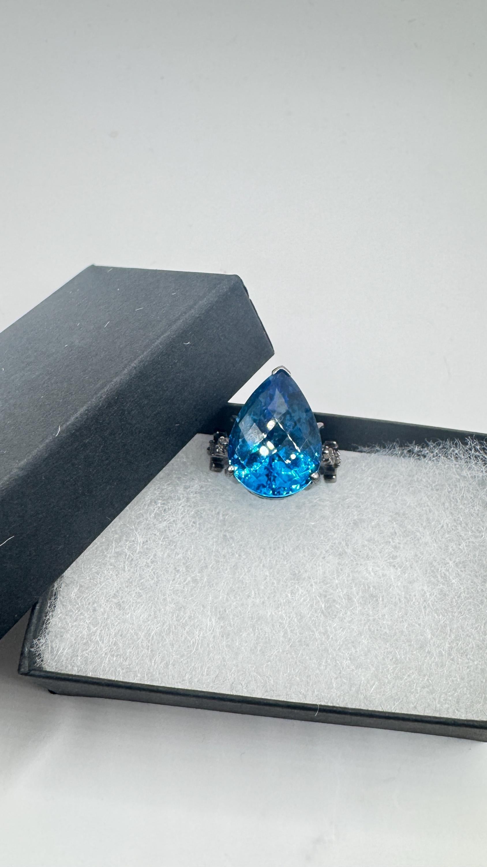 Vintage Blue Fluorite 925 Sterling Silver Deco Ring