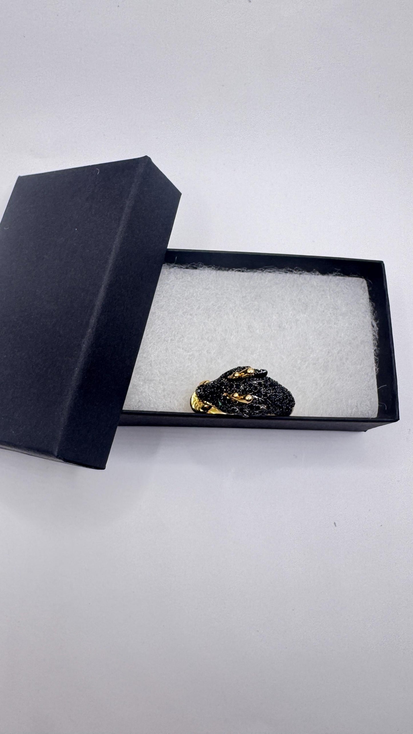Vintage adjustable Dragon ring bronze with gold finish