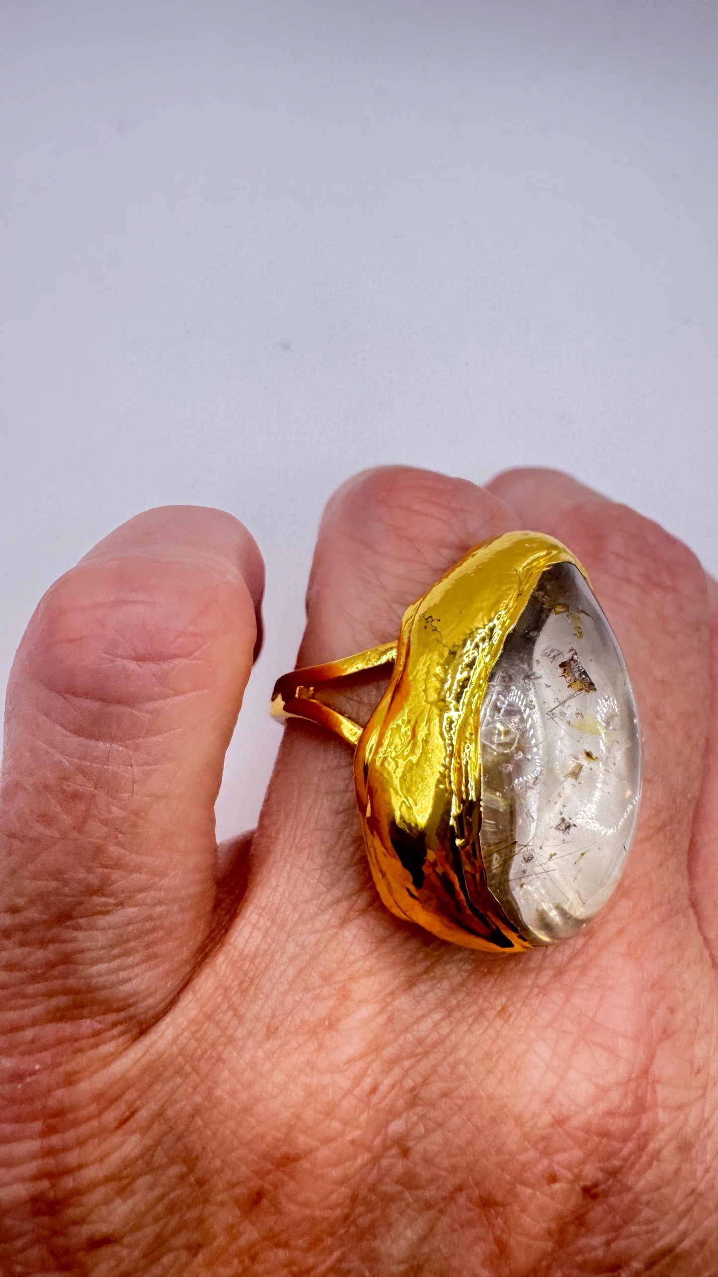 Vintage Clear Quartz Cocktail Ring Adjustable